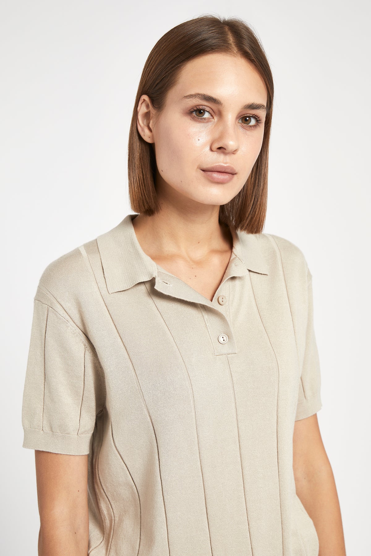 Knit Polo Shirt - Stone