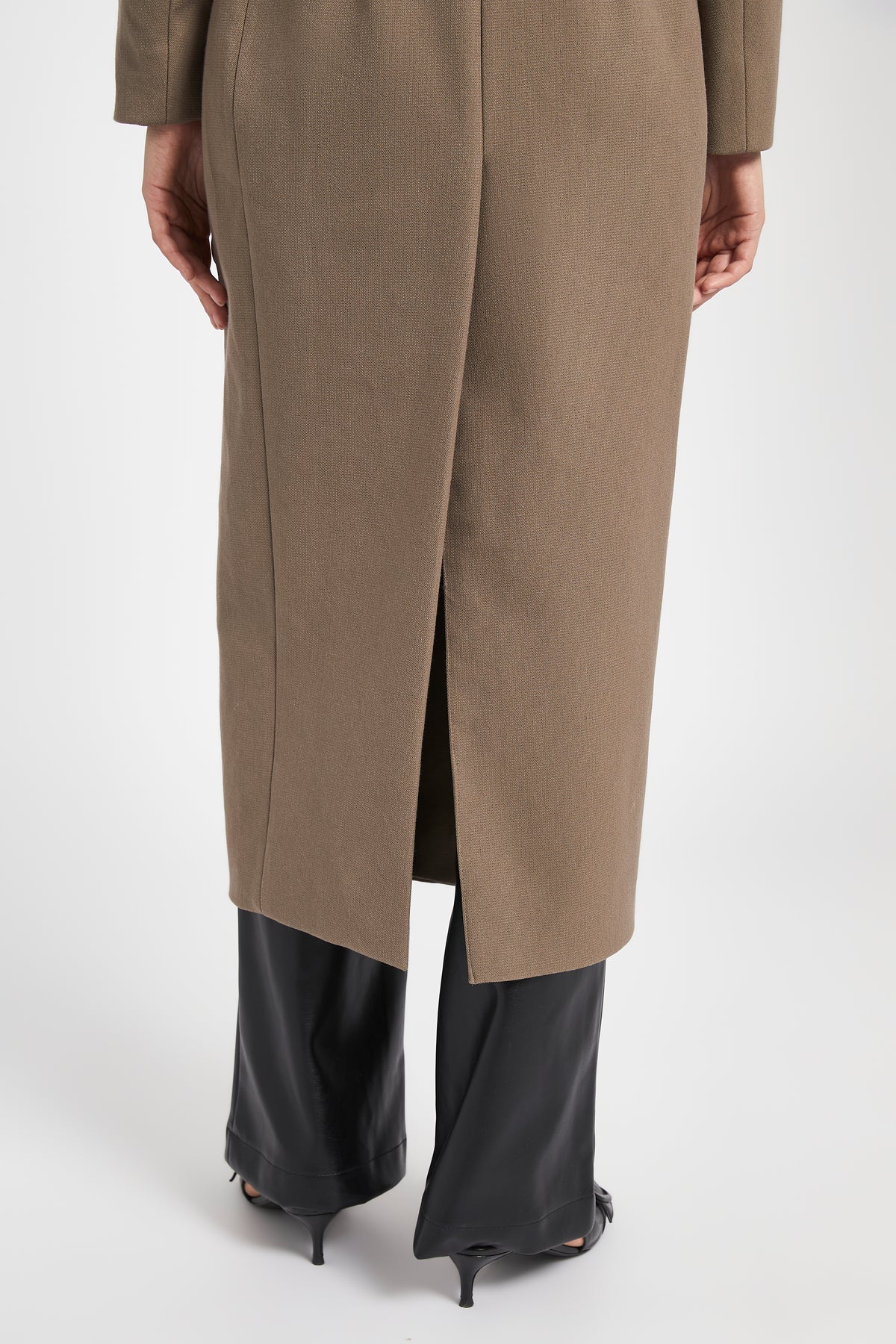 Asymmetric Tailored Longline Coat - Truffle