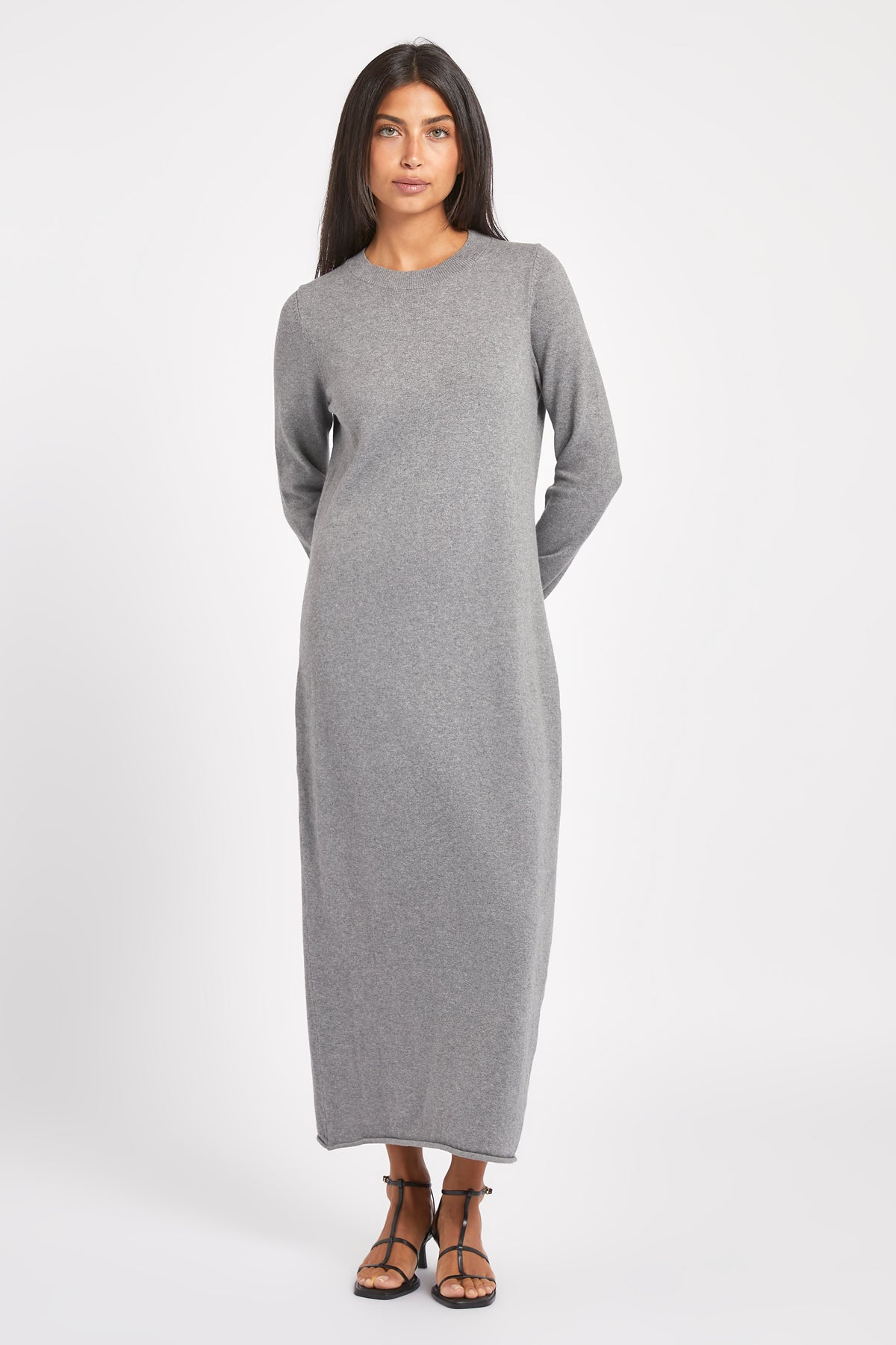 Cashmere Blend Column Maxi Dress - Charcoal