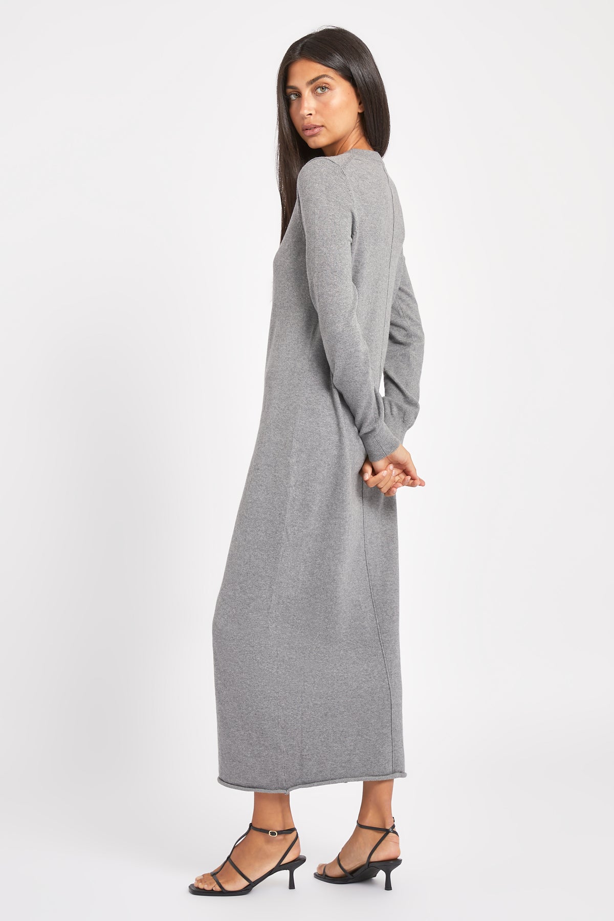 Cashmere Blend Column Maxi Dress - Charcoal