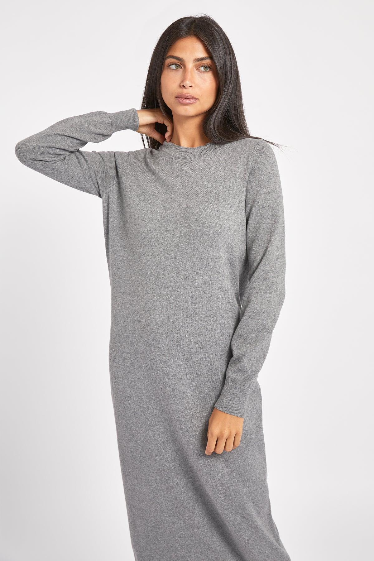 Cashmere Blend Column Maxi Dress - Charcoal