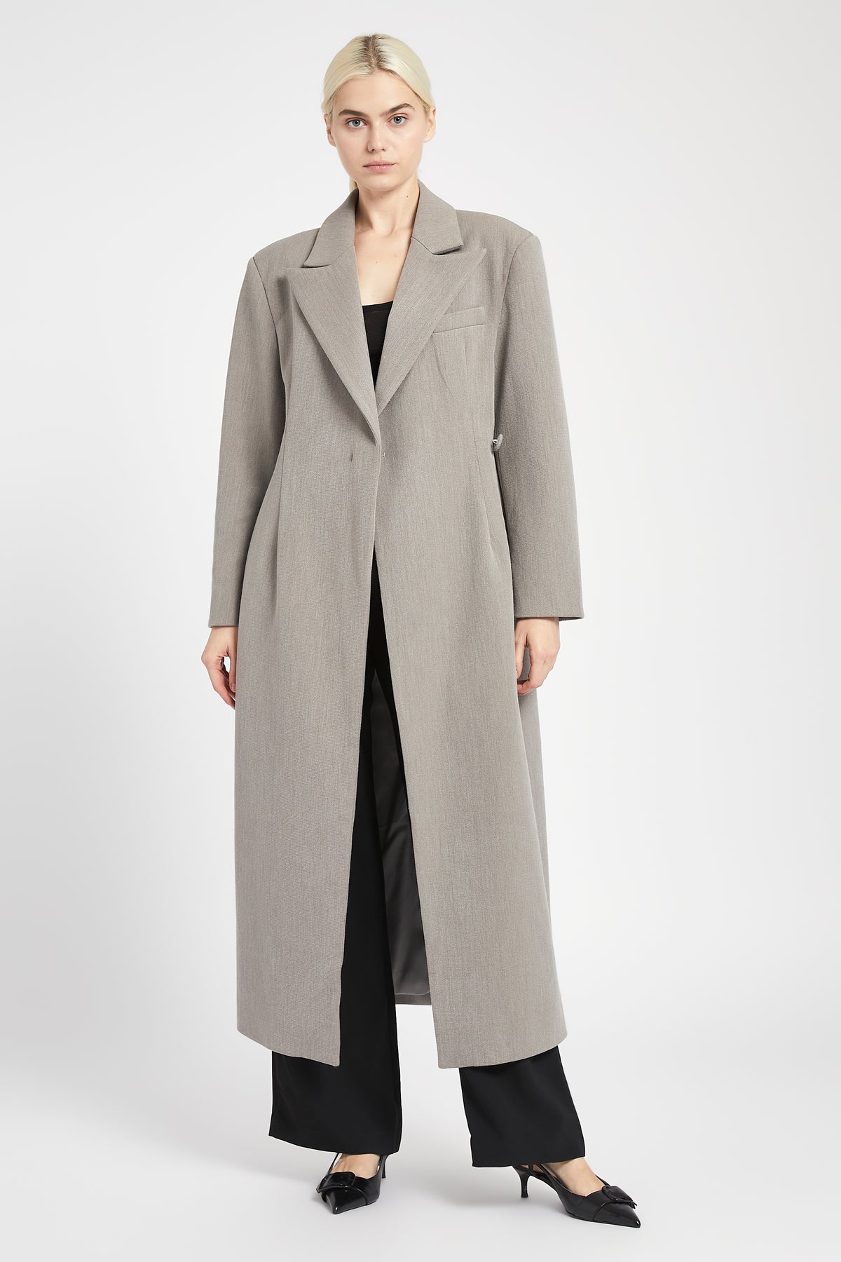 Asymmetric Tailored Longline Coat - Charcoal