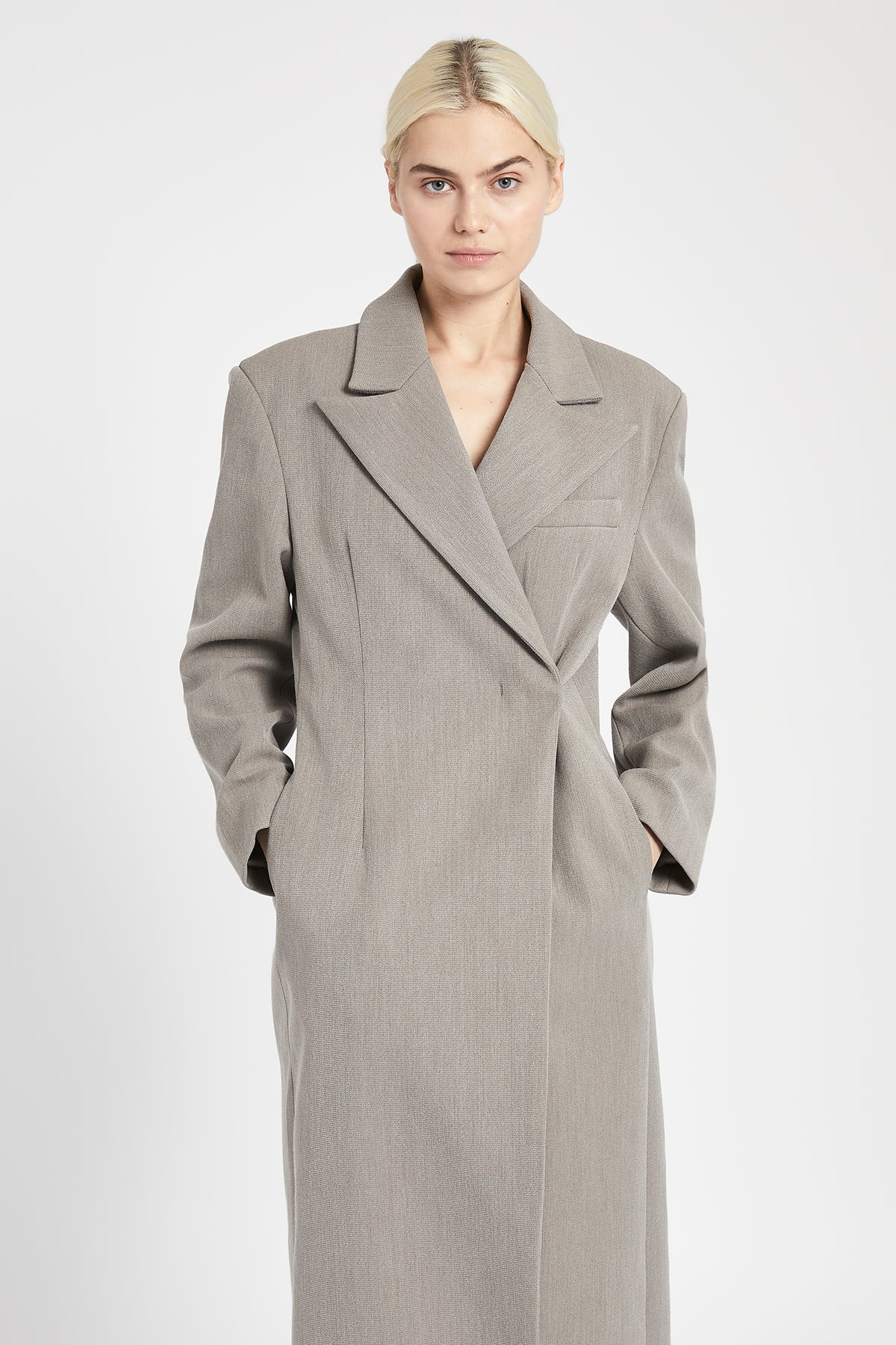 Asymmetric Tailored Longline Coat - Charcoal