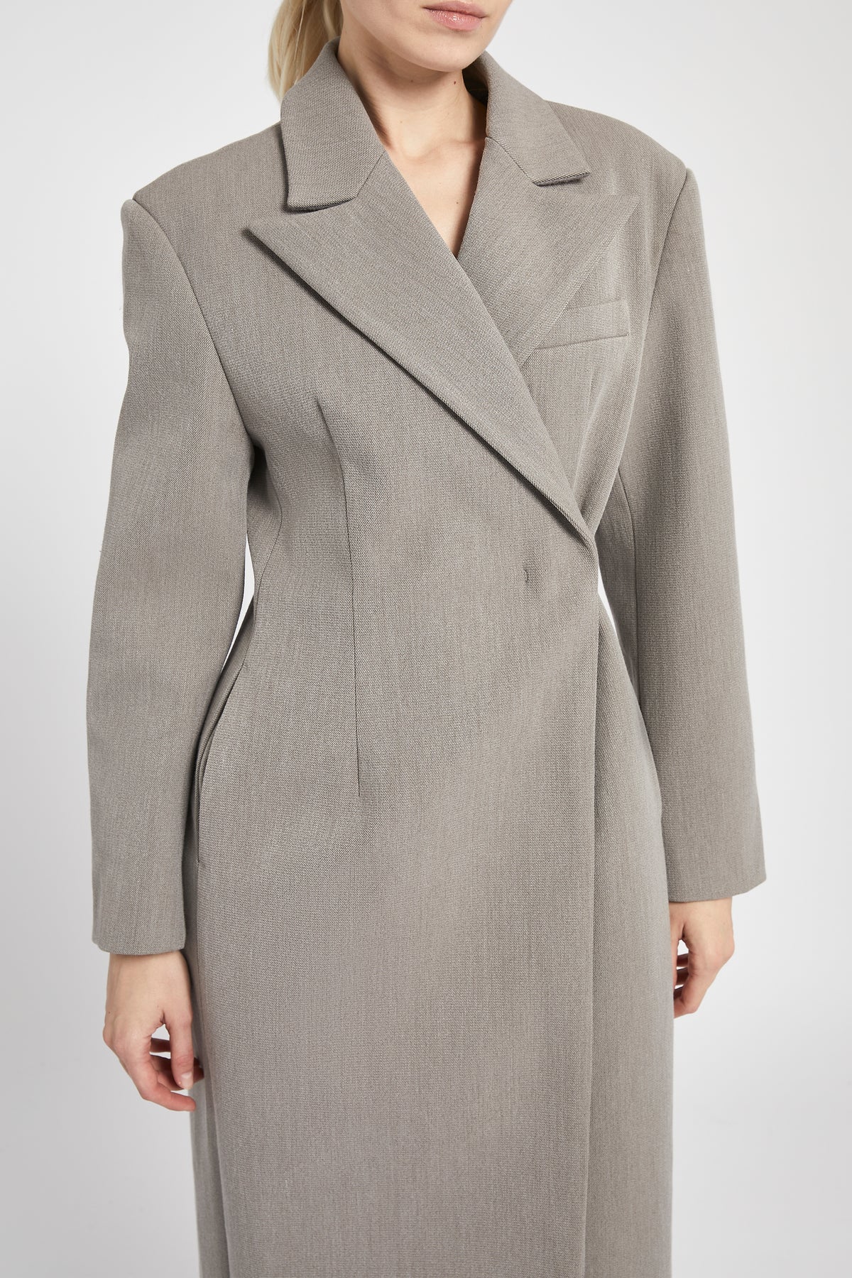 Asymmetric Tailored Longline Coat - Charcoal