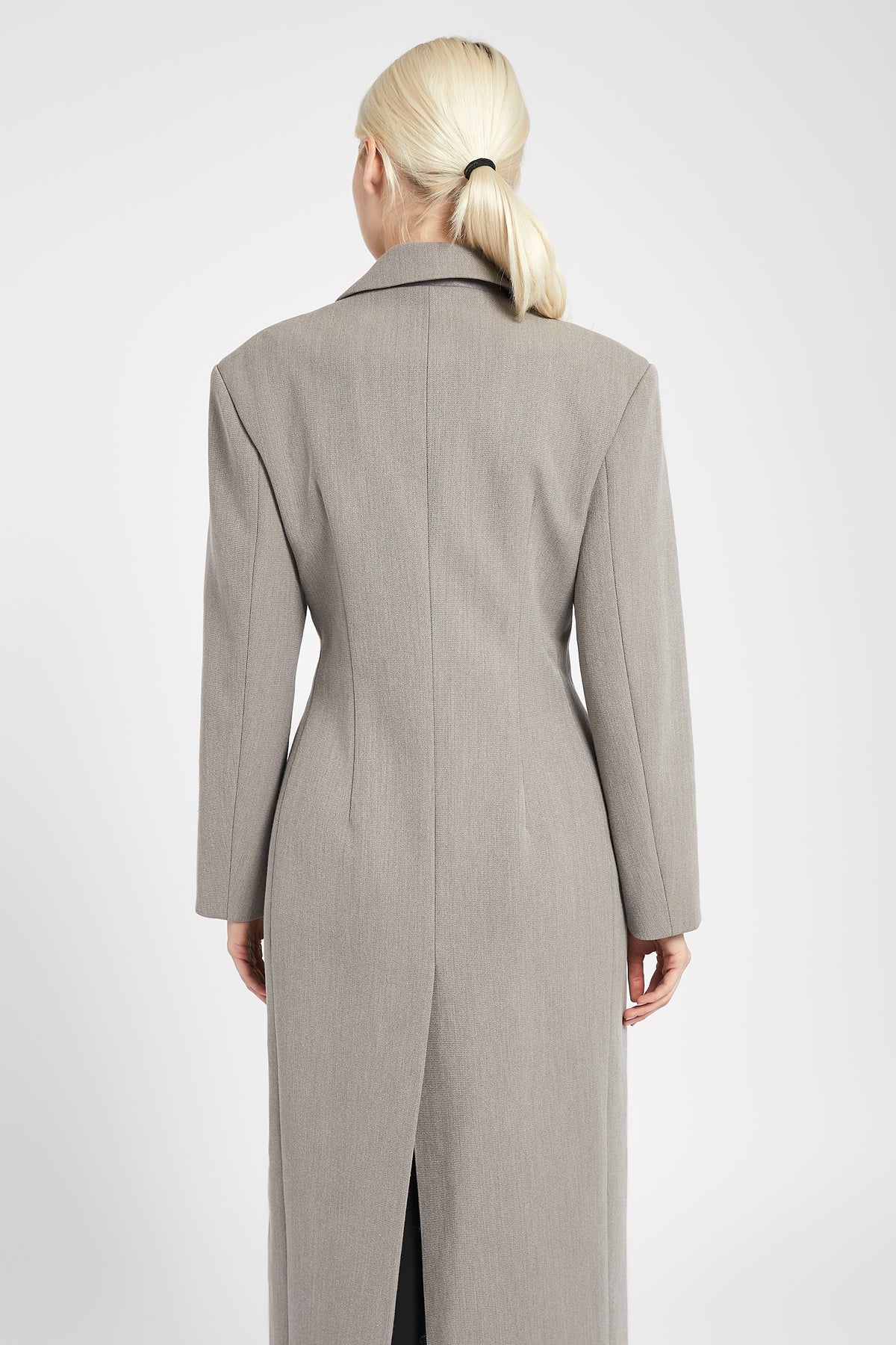 Asymmetric Tailored Longline Coat - Charcoal