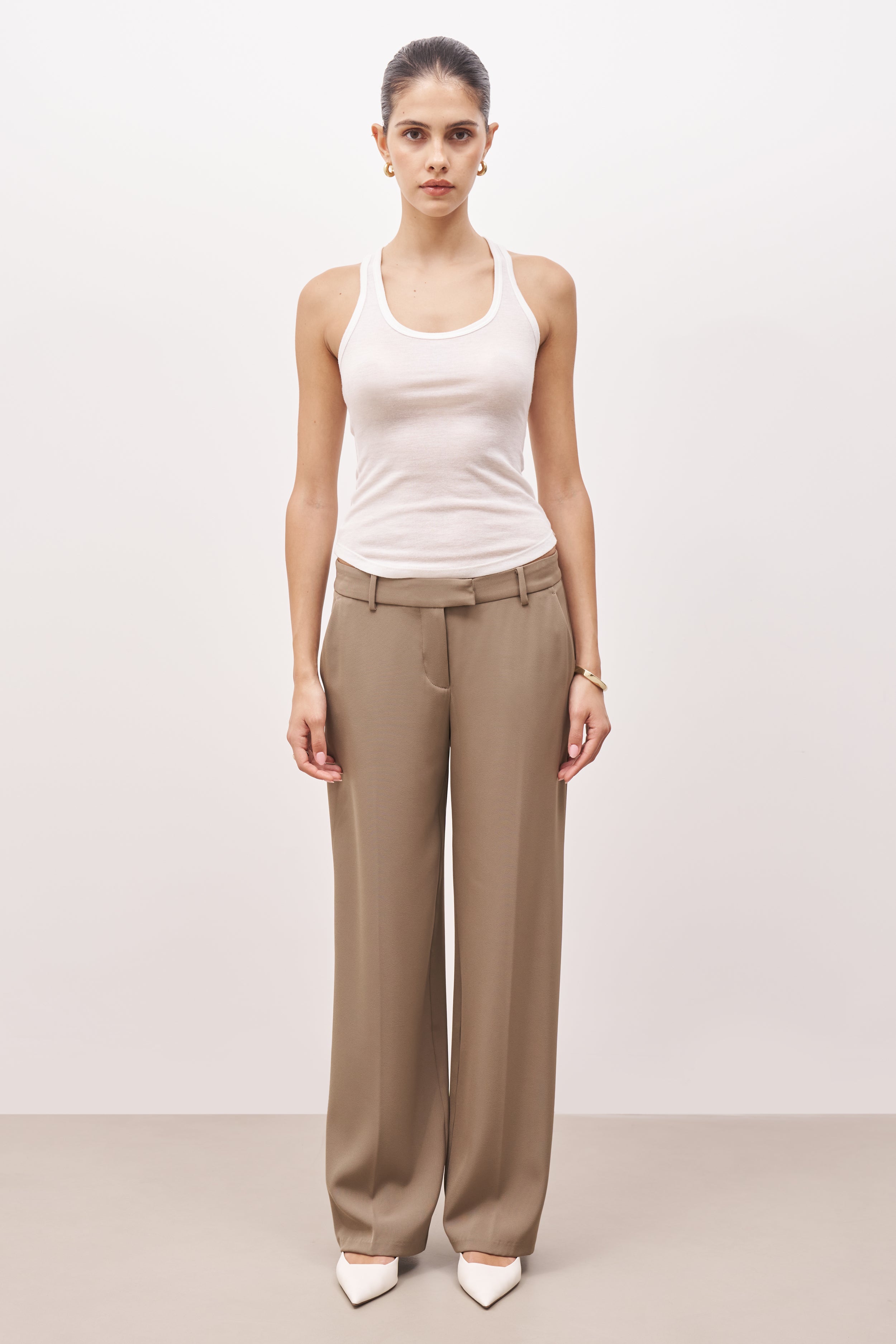Mid Waisted Long Trousers
