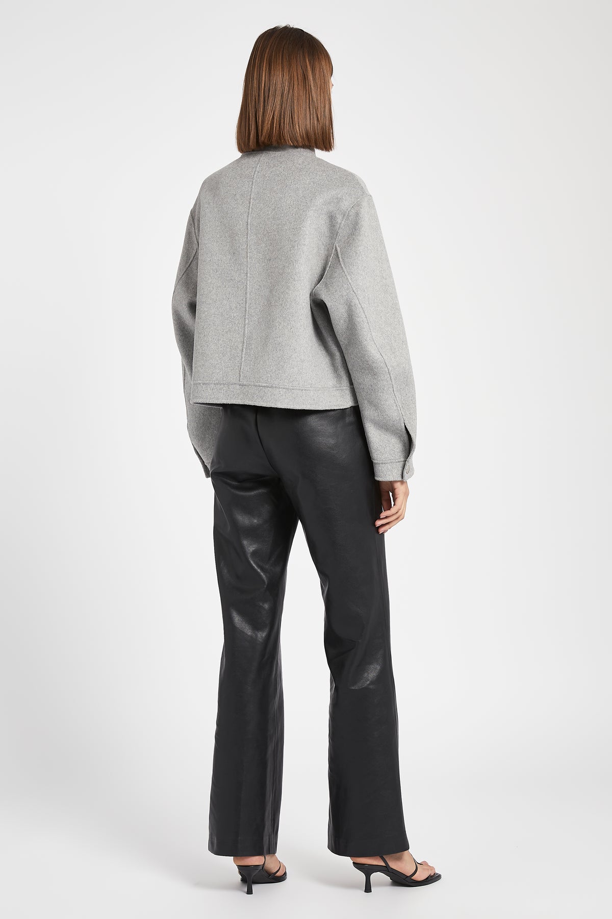 Double Faced Wool Bomber Jacket - Grey