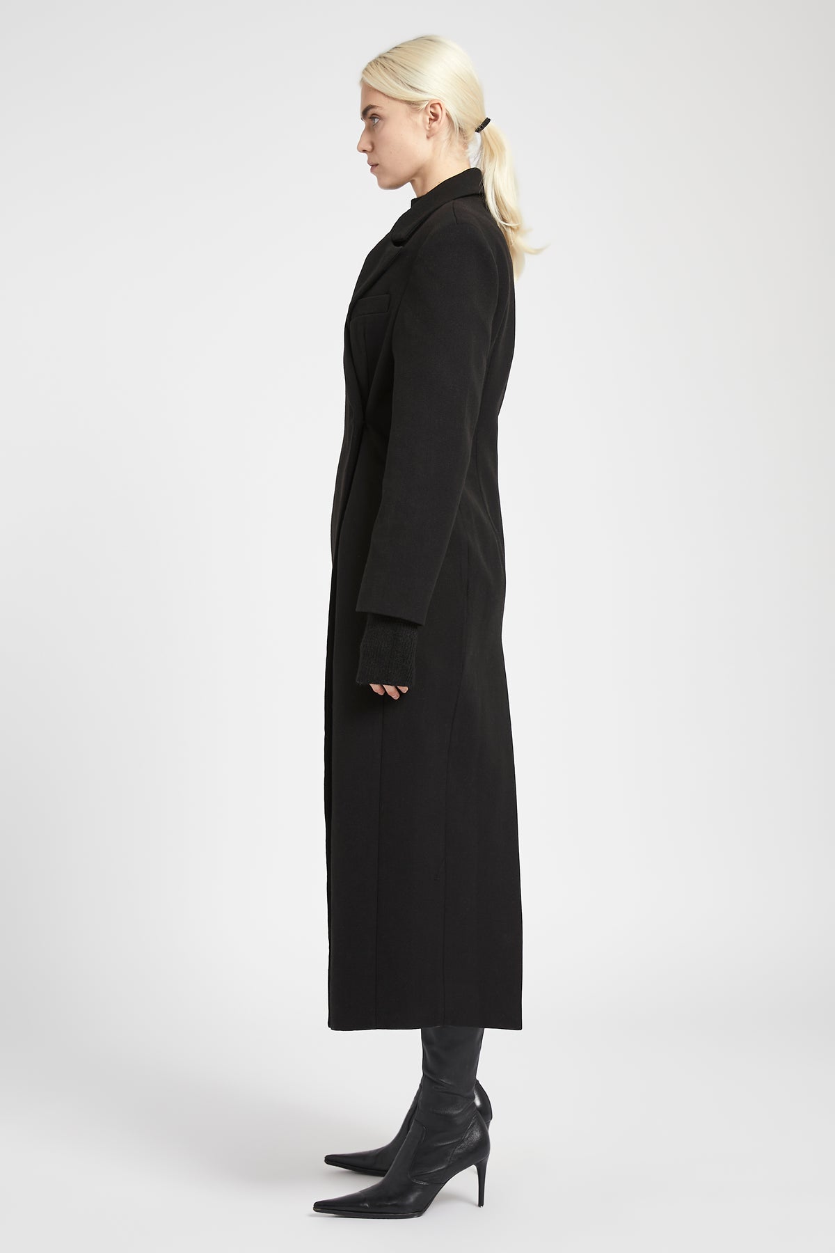 Asymmetric Tailored Longline Coat - Black