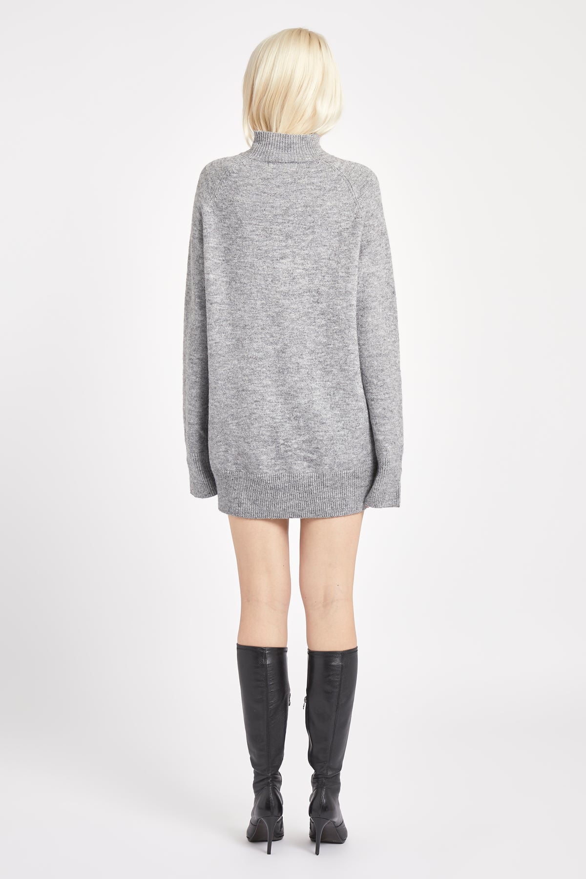 Soft Brushed High Neck Jumper Dress - Charcoal