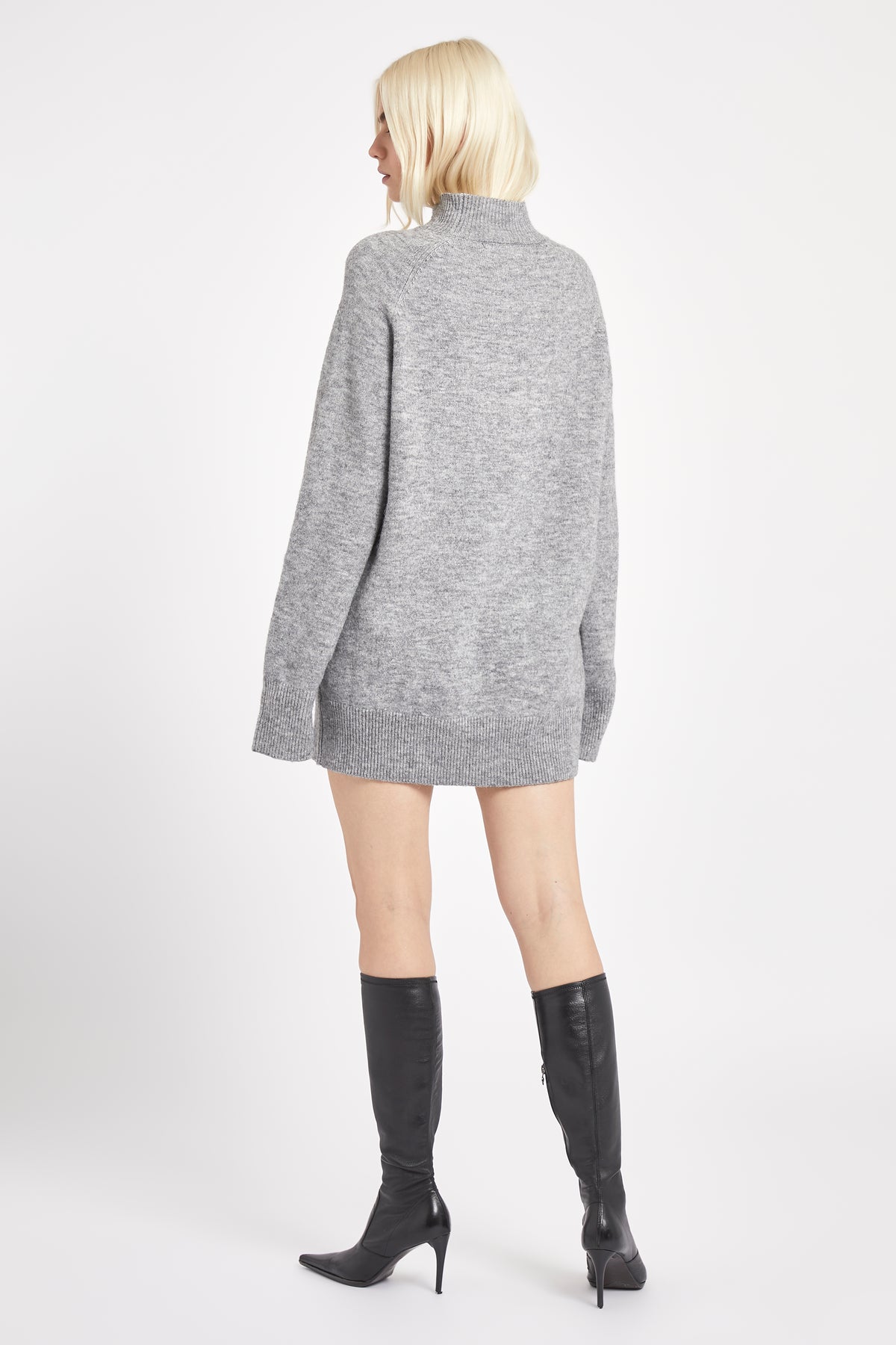 Soft Brushed High Neck Jumper Dress - Charcoal