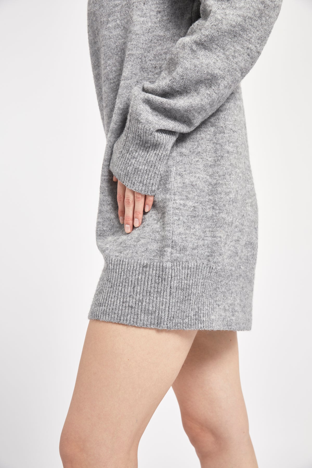 Soft Brushed High Neck Jumper Dress - Charcoal