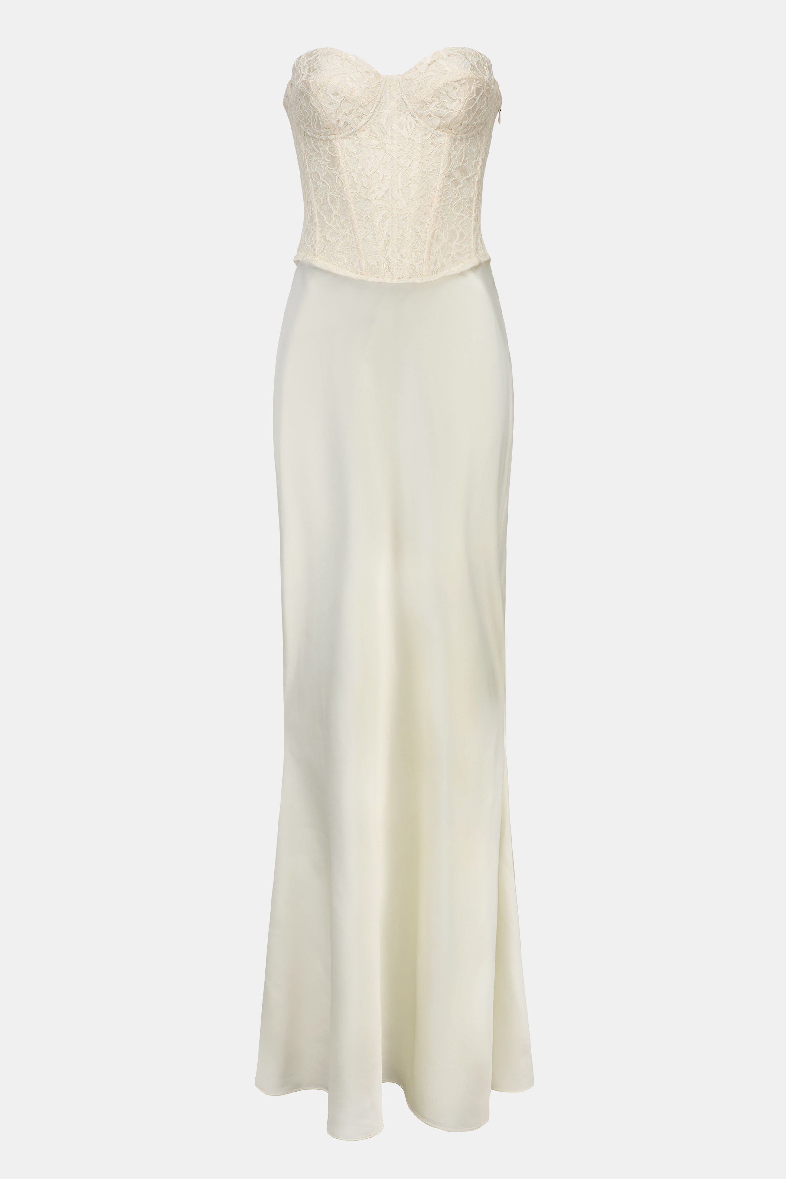 Lace Corset Gown with Sweetheart Neckline - Cream