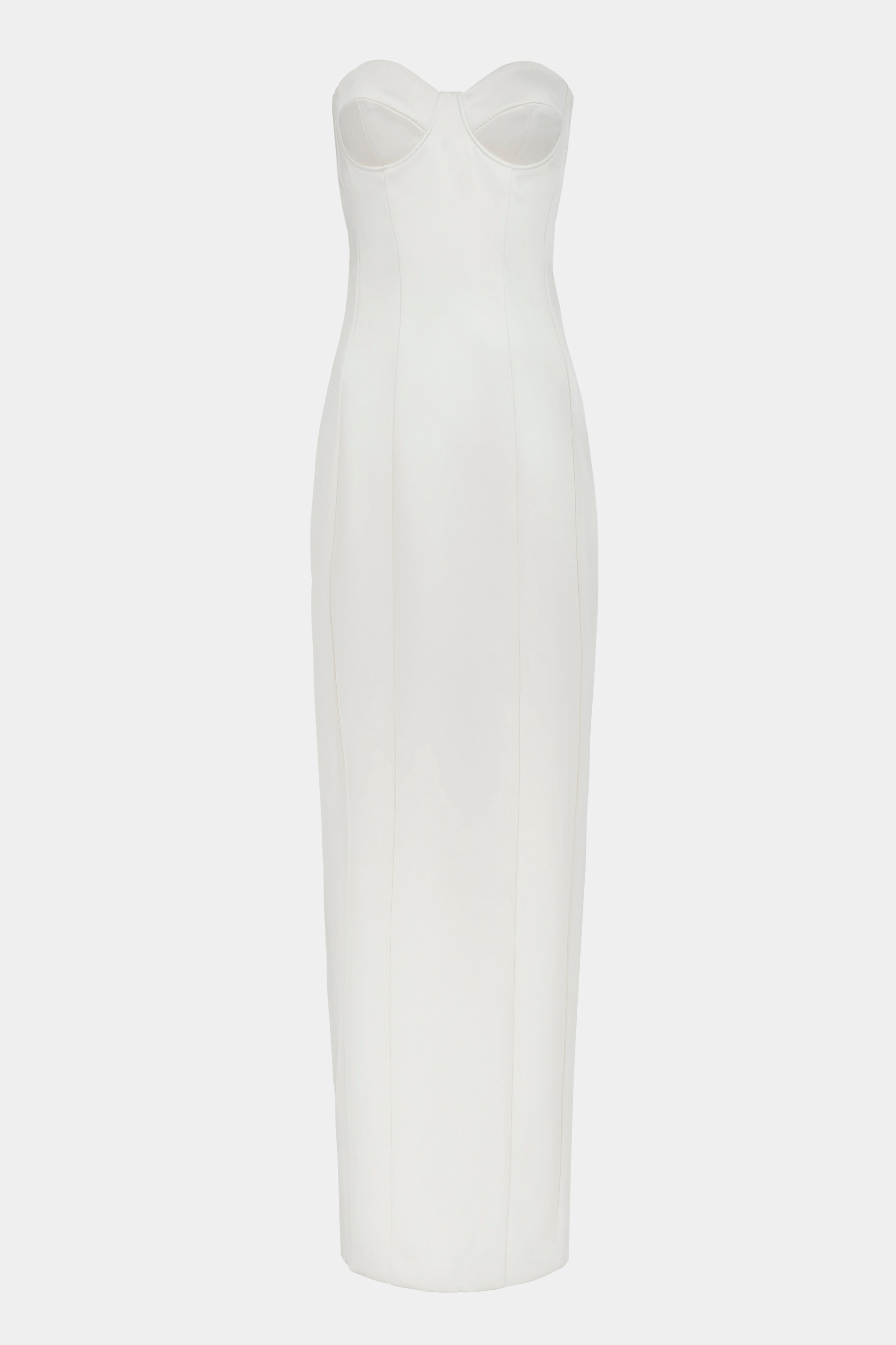 Satin Column Corset Maxi Dress - Cream