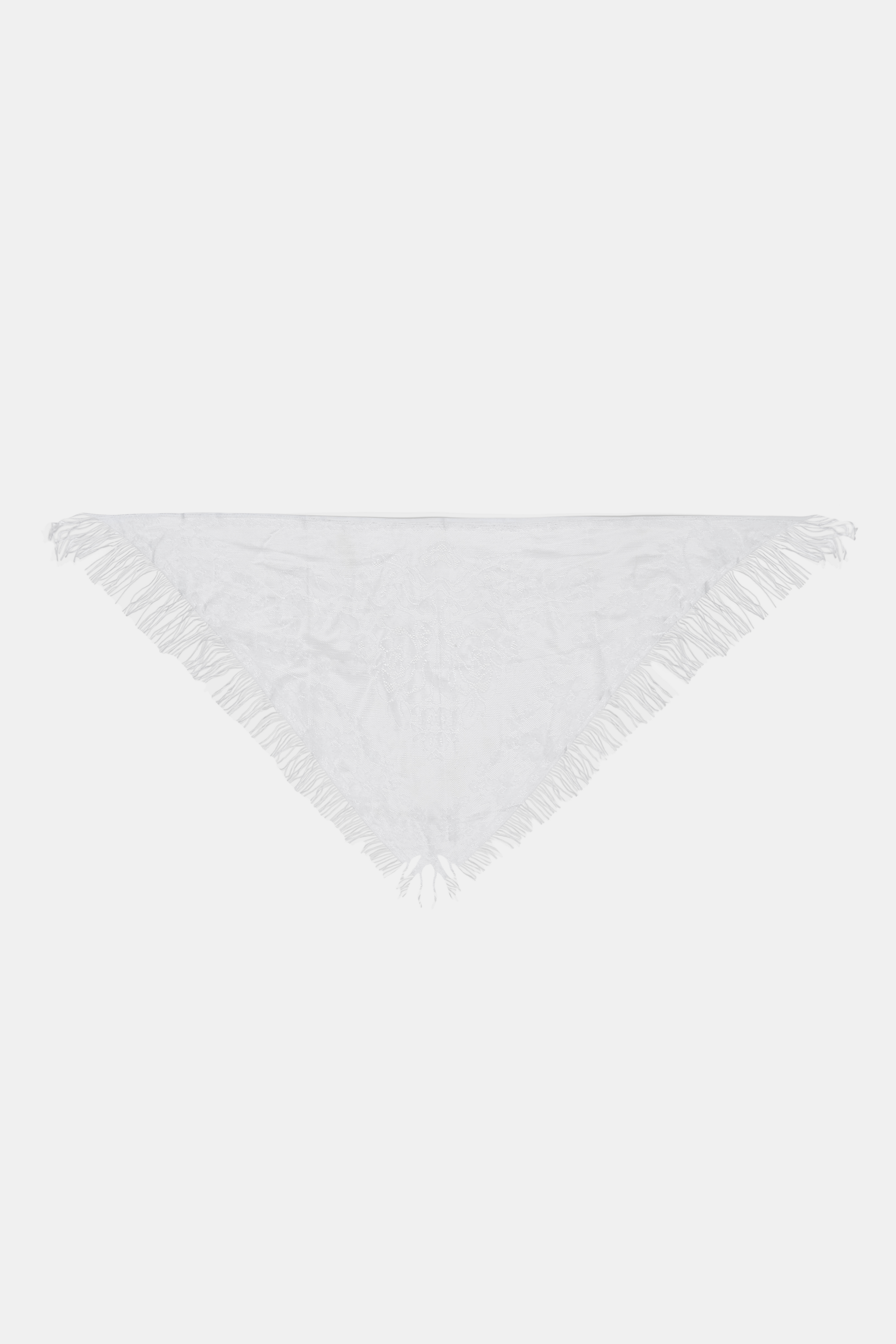 Lace Scarf with Fringing - White
