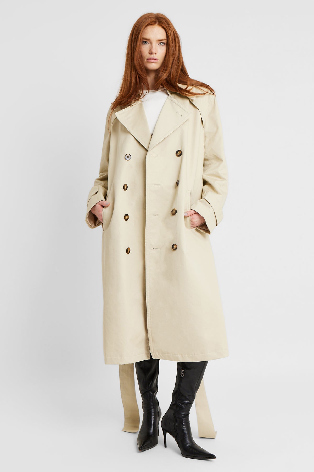 Cotton Belted Trench Coat - Stone