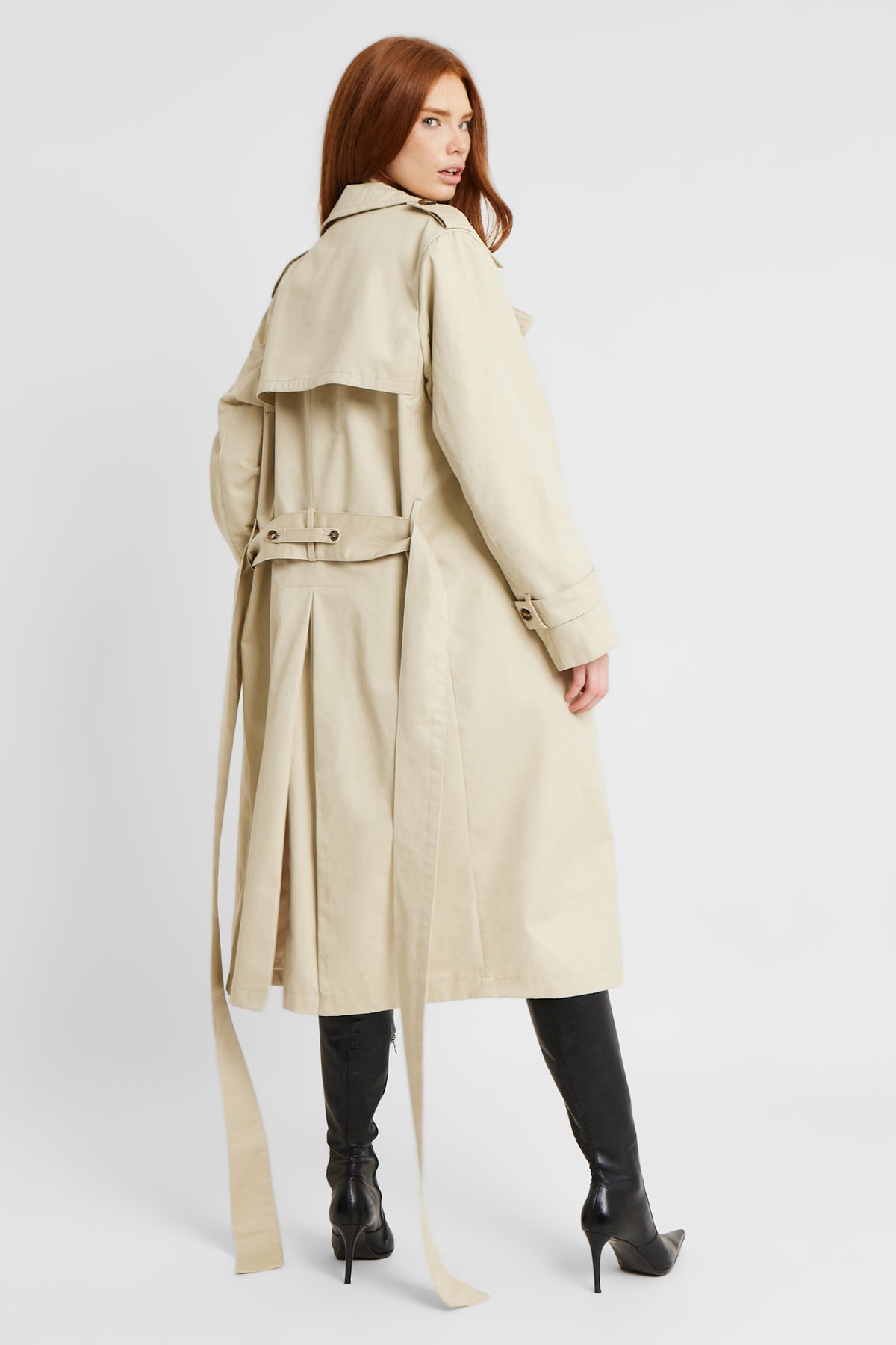 Cotton Belted Trench Coat - Stone