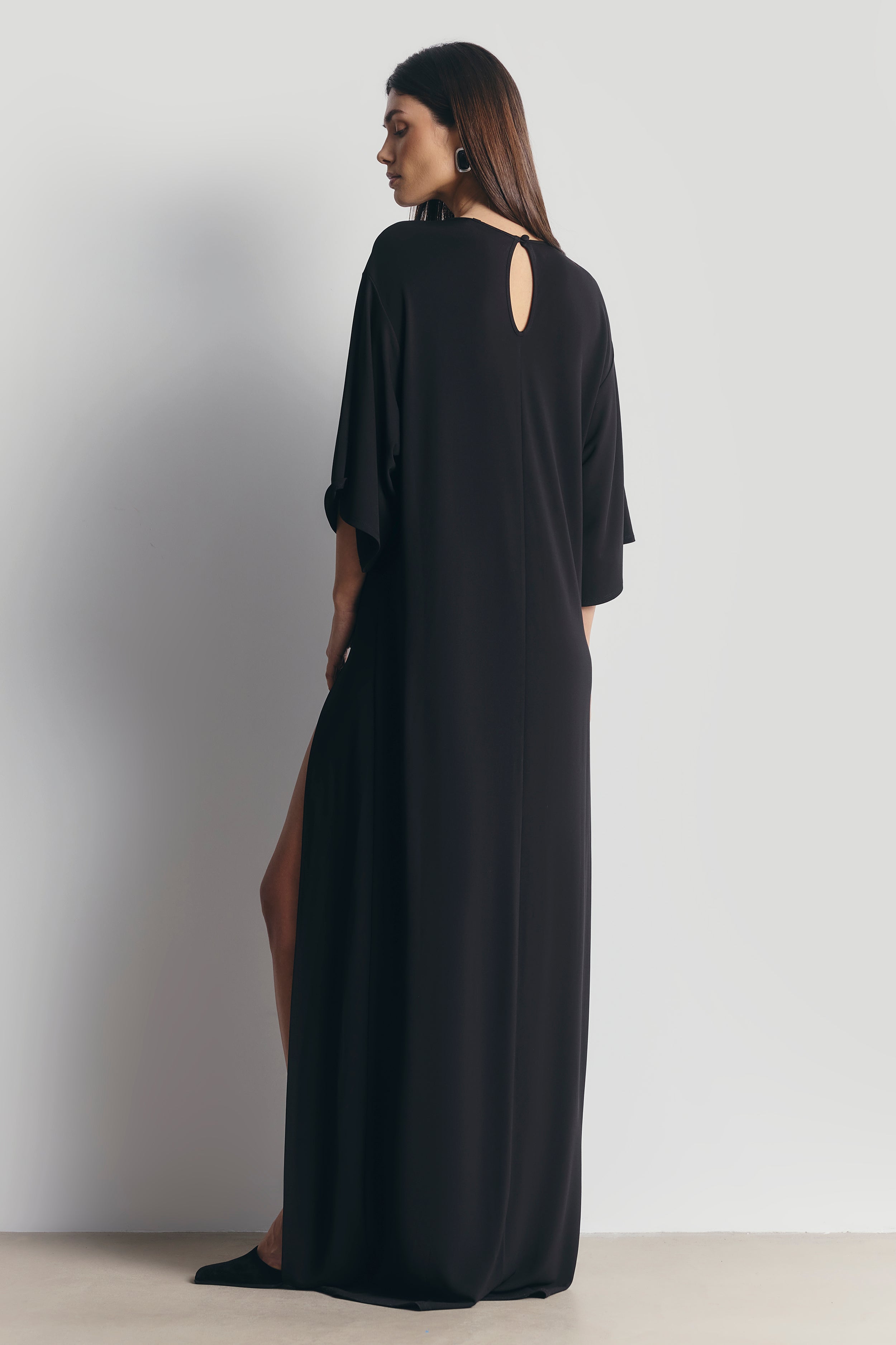 Relaxed Dropped Waist T-Shirt Gown - Black