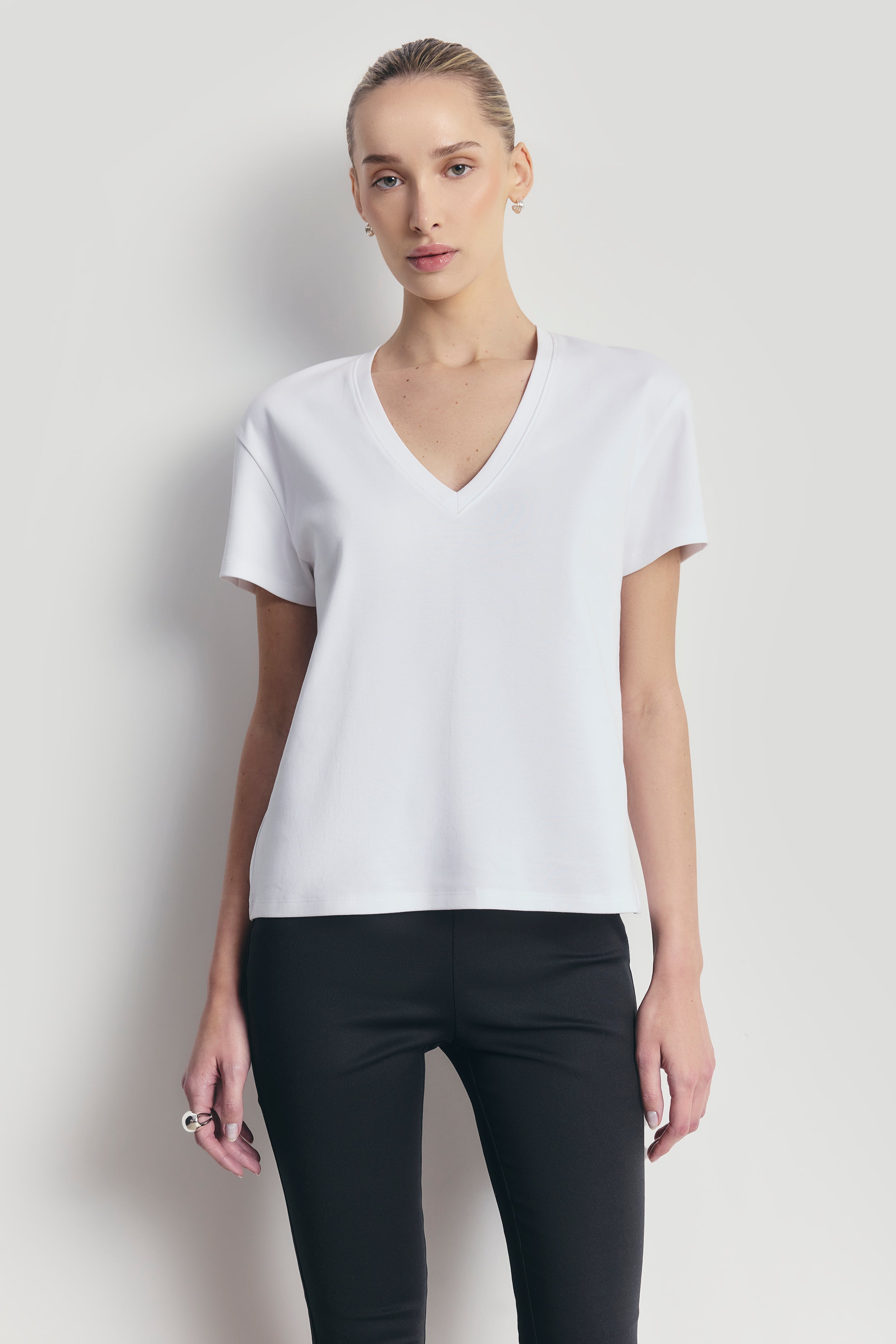 Classic V Neck T Shirt - White