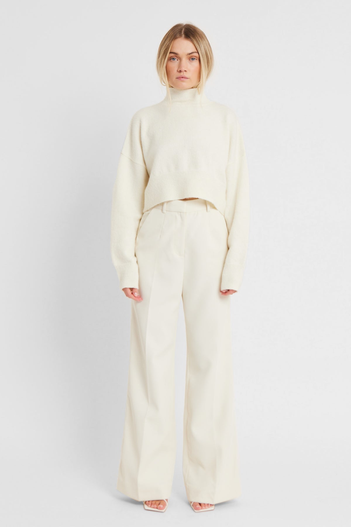 Soft Brushed High Neck Jumper - Cream