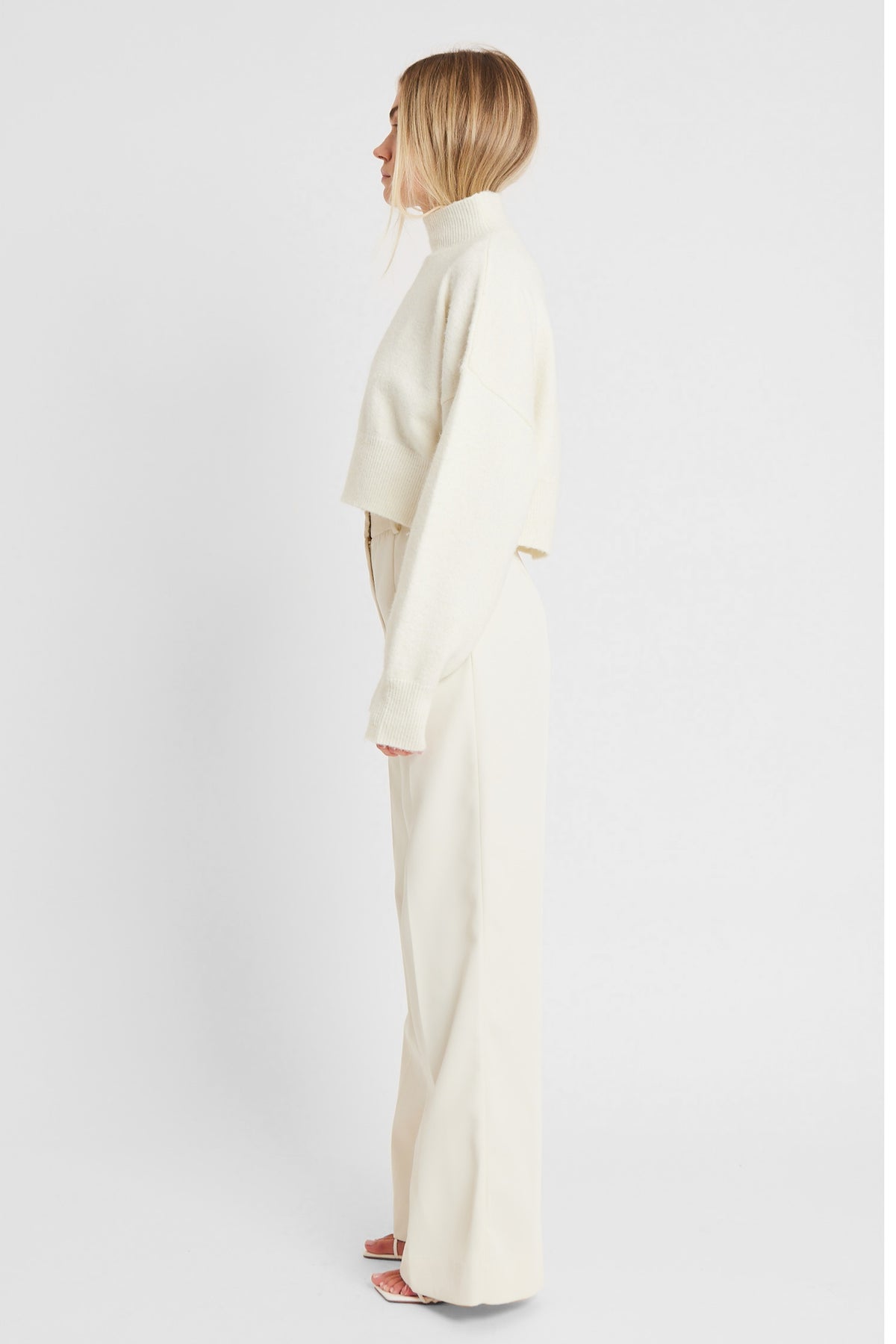 Soft Brushed High Neck Jumper - Cream