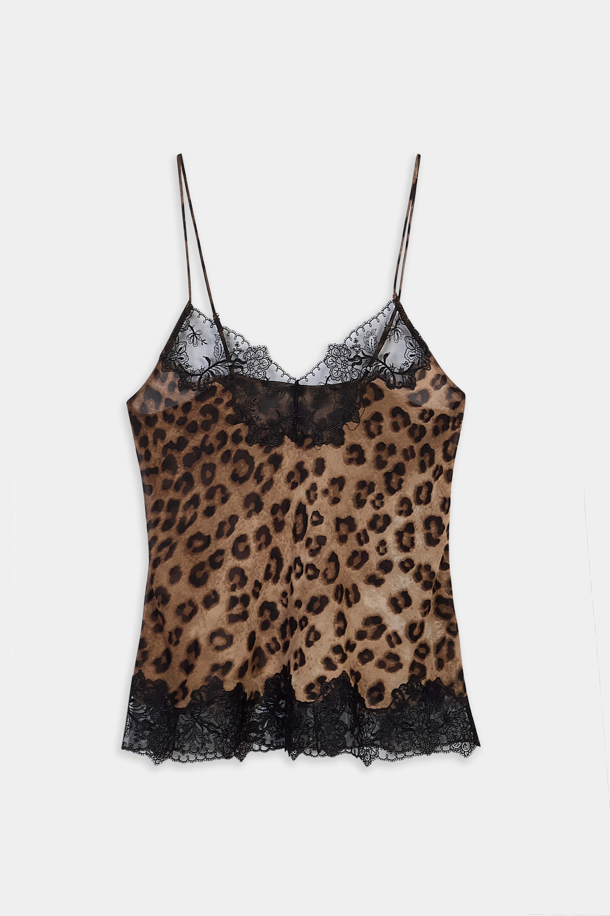 Chiffon Lace Detail Camisole - Leopard Print