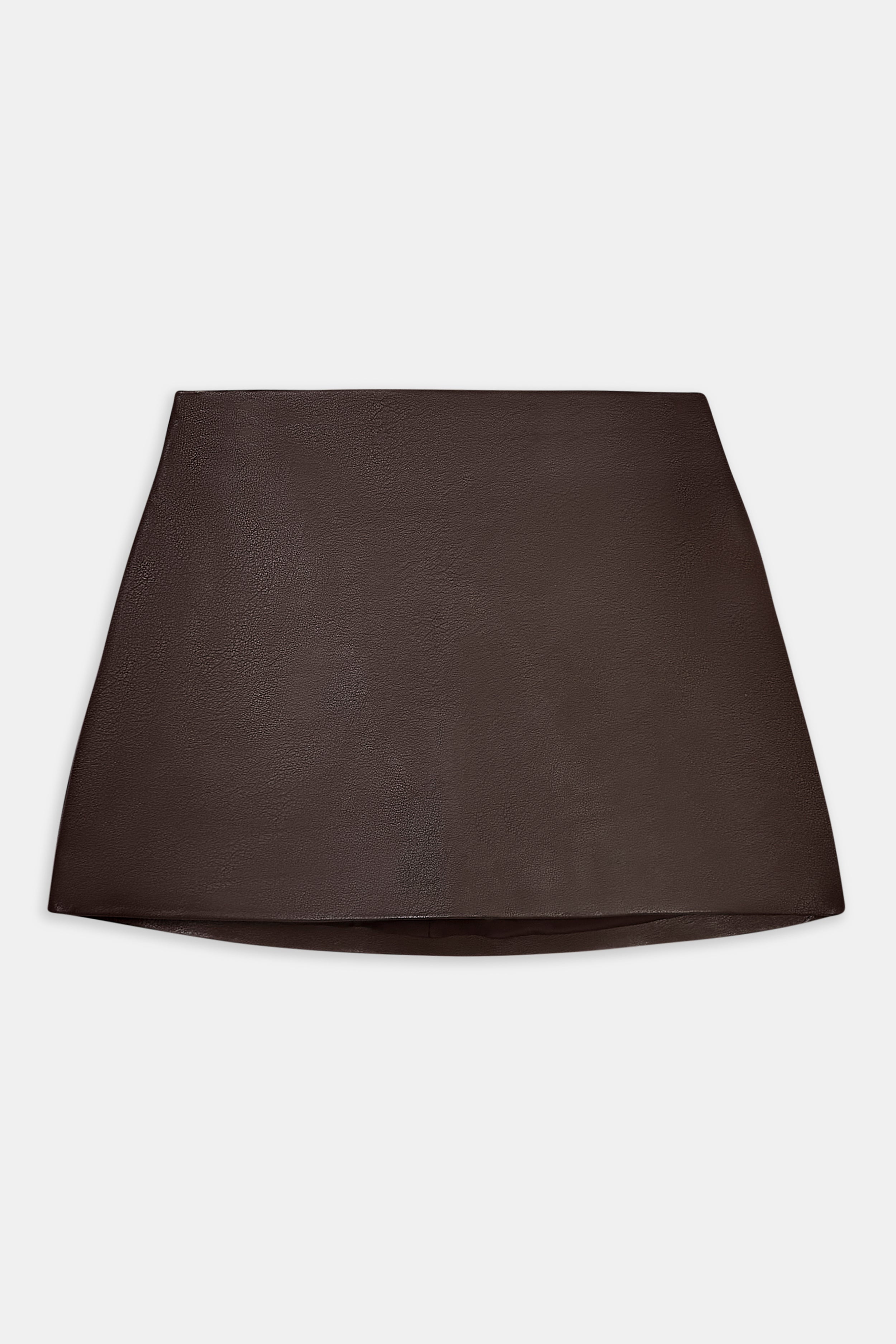 Clean Cut Leather Micro Skirt - Carob