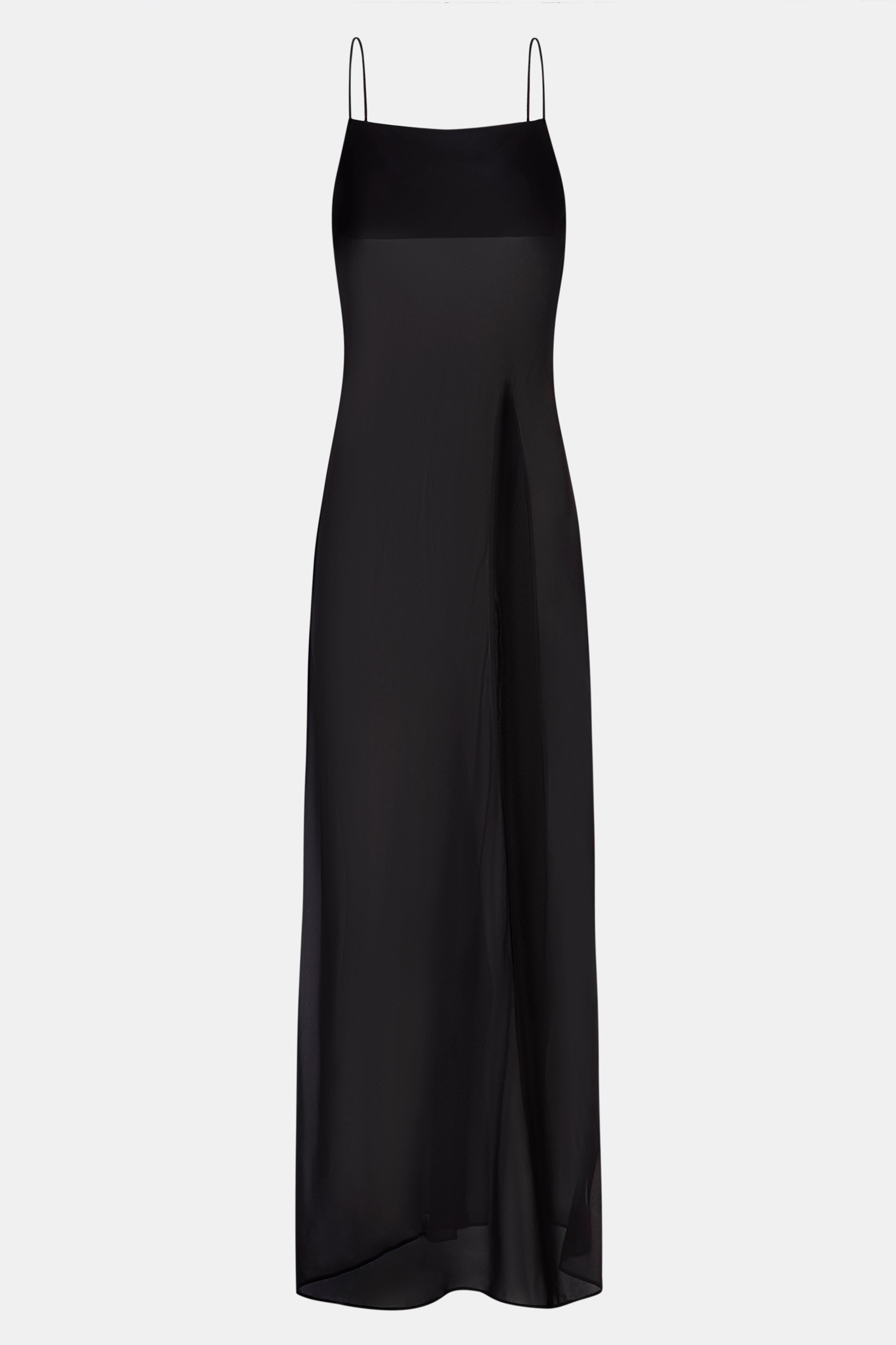 Sheer Chiffon Longline Camisole - Black