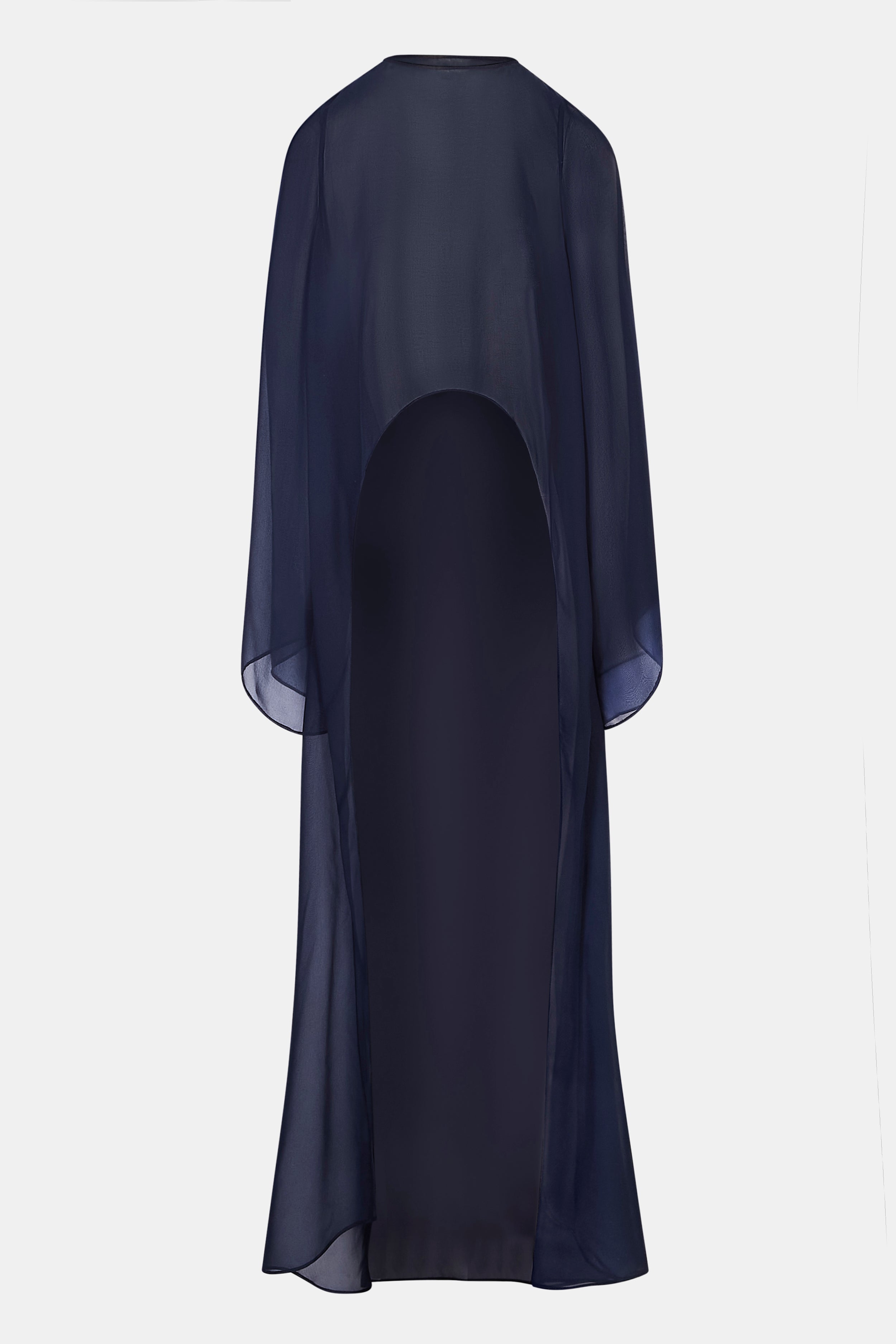 Sheer Chiffon Cape Blouse - Navy