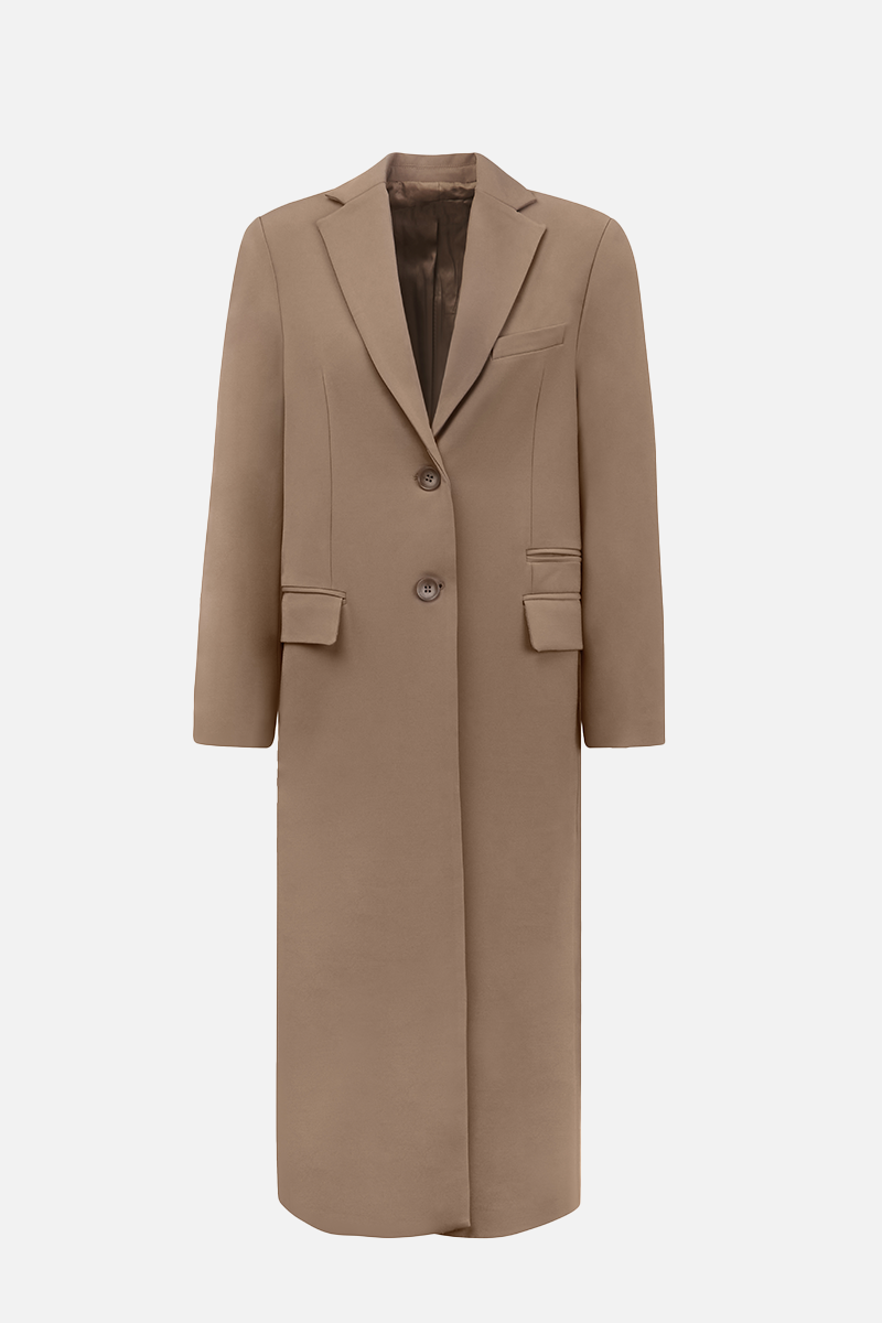 Single Breasted Boyfriend Coat - Latte
