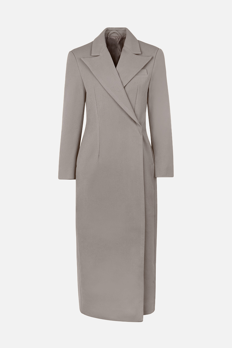 Asymmetric Tailored Longline Coat - Charcoal