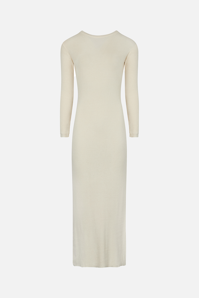 Fine Knit Backless Maxi Dress - Cream