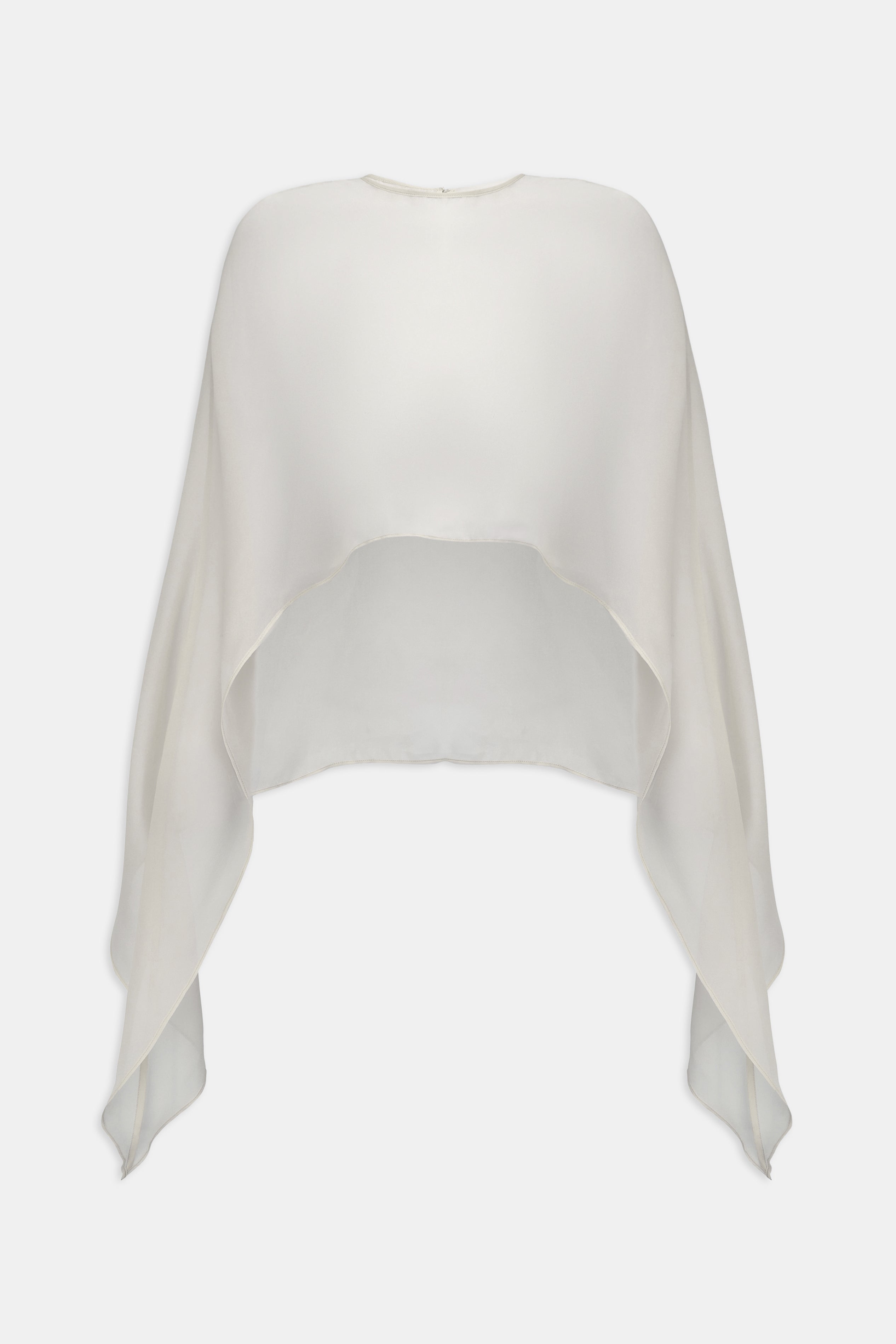 Sheer Chiffon Curved Hem Cape - Cream