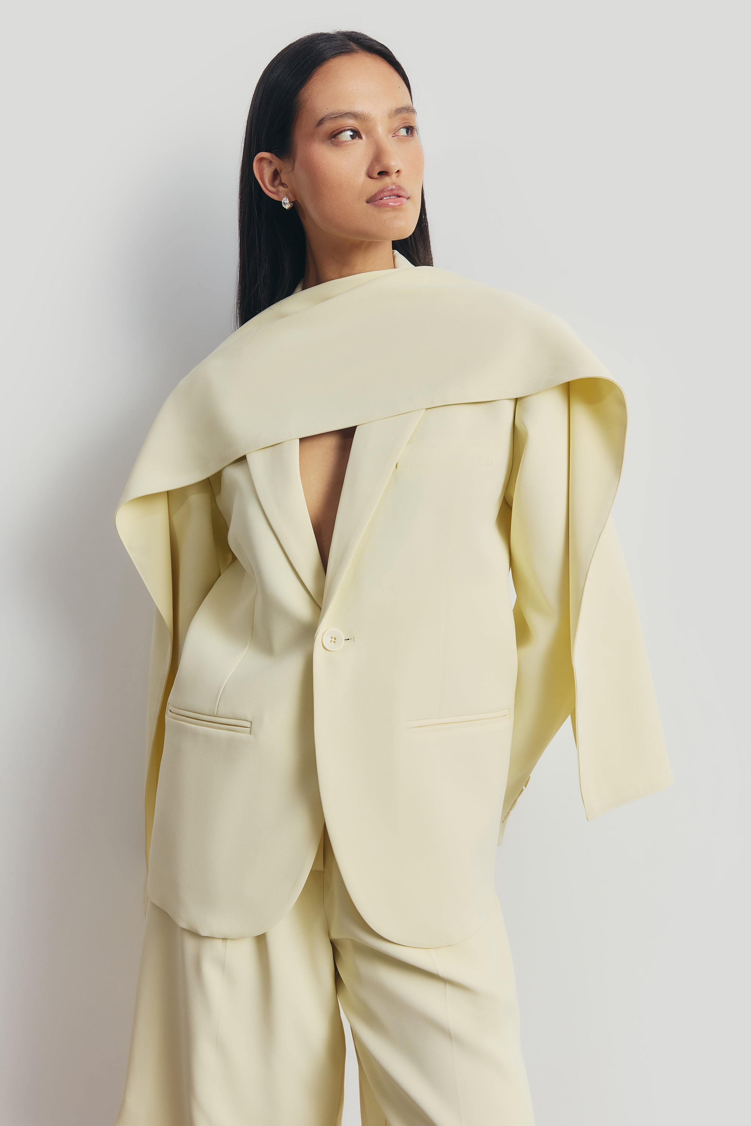 Oversized Single Breasted Blazer - Buttermilk