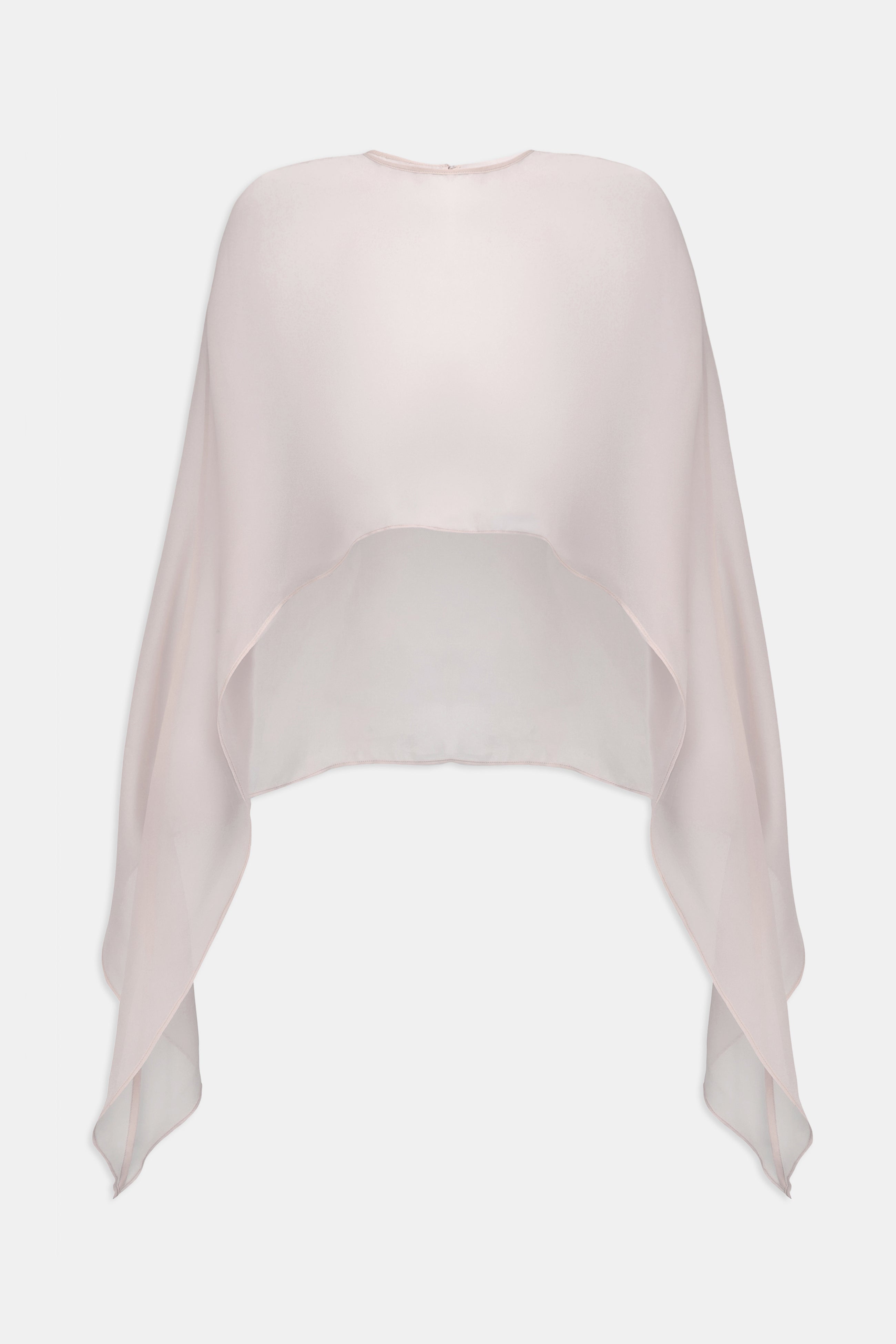 Sheer Chiffon Curved Hem Cape - Blush