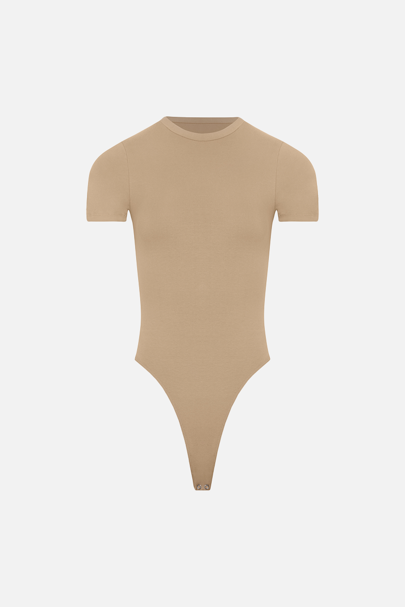 Cotton T Shirt Bodysuit - Oak