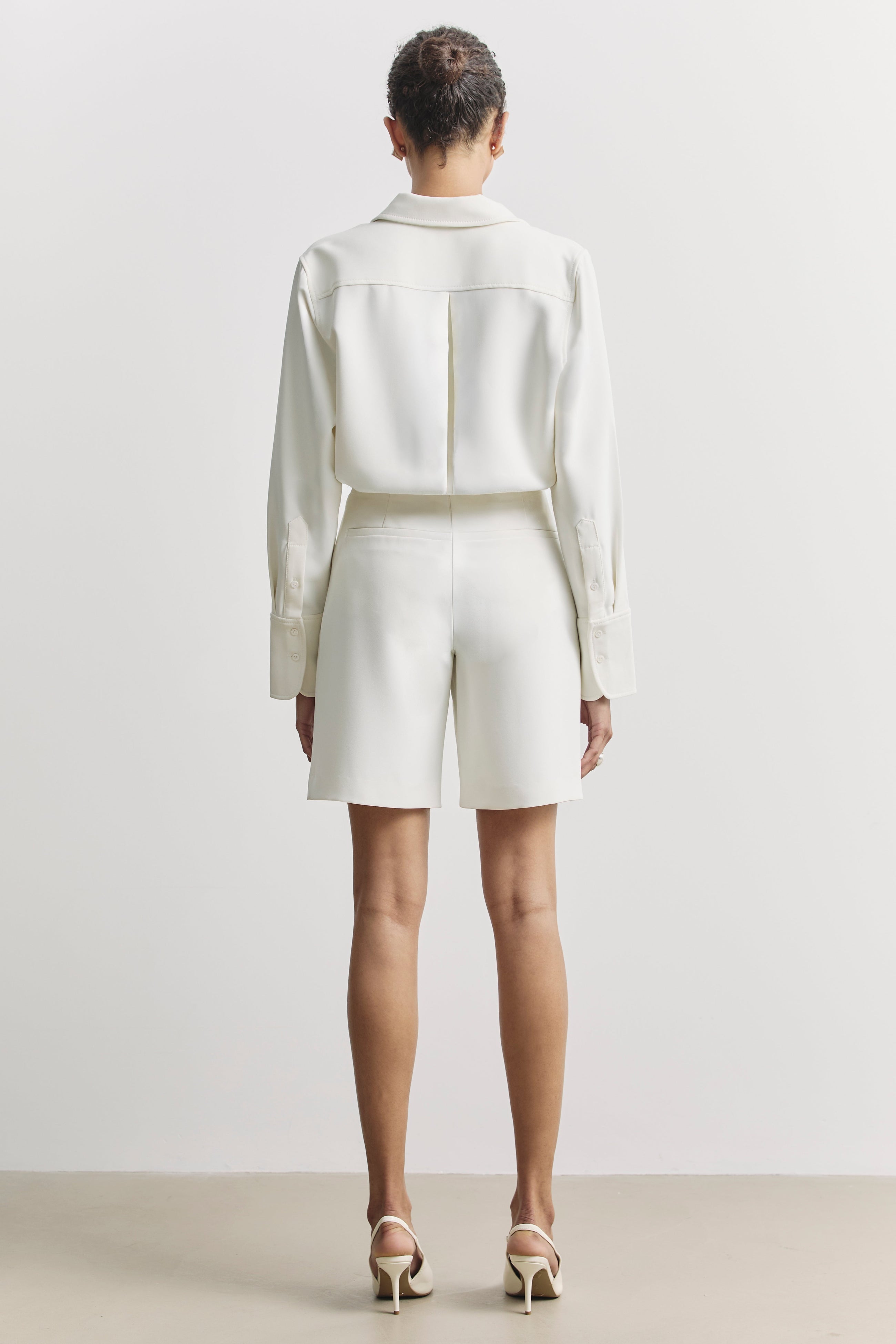 Effortless Pleated Longline Shorts - White