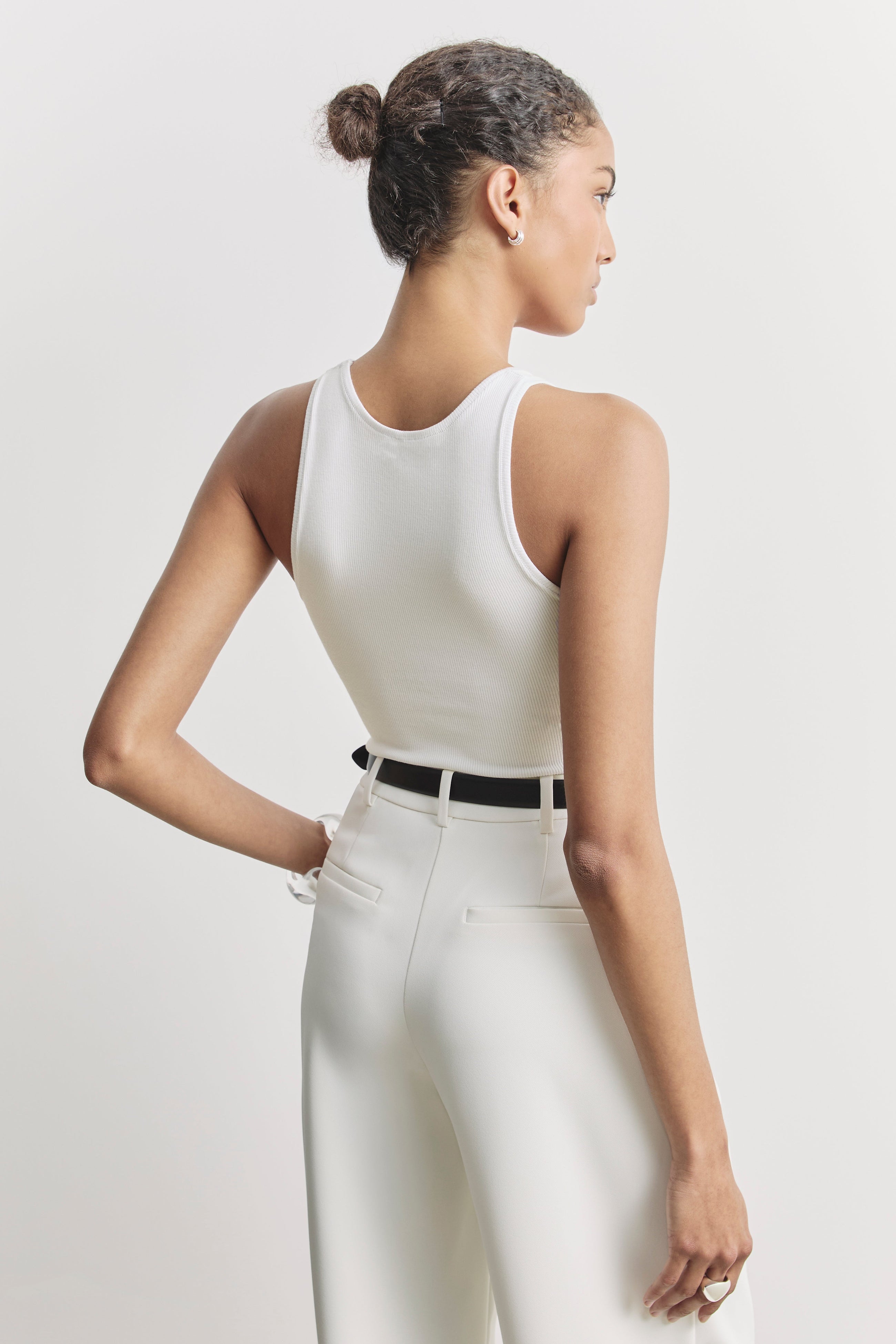Soft Ribbed Tank Top - White