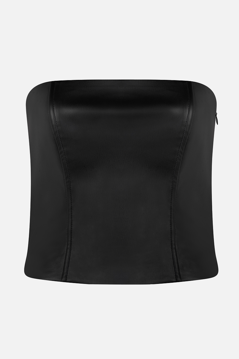 Tailored Leather Strapless Bodice - Black