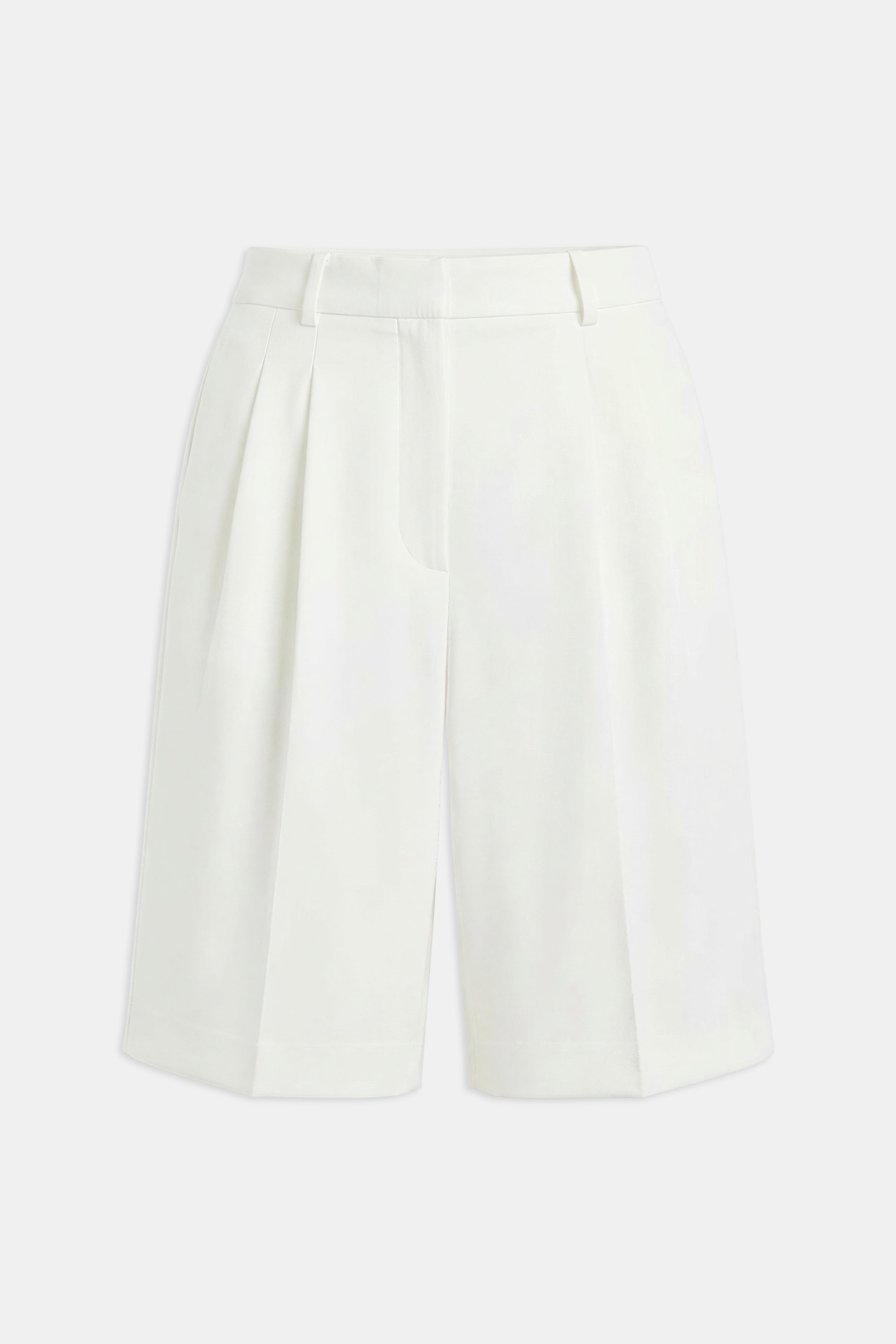 Effortless Pleated Longline Shorts - White
