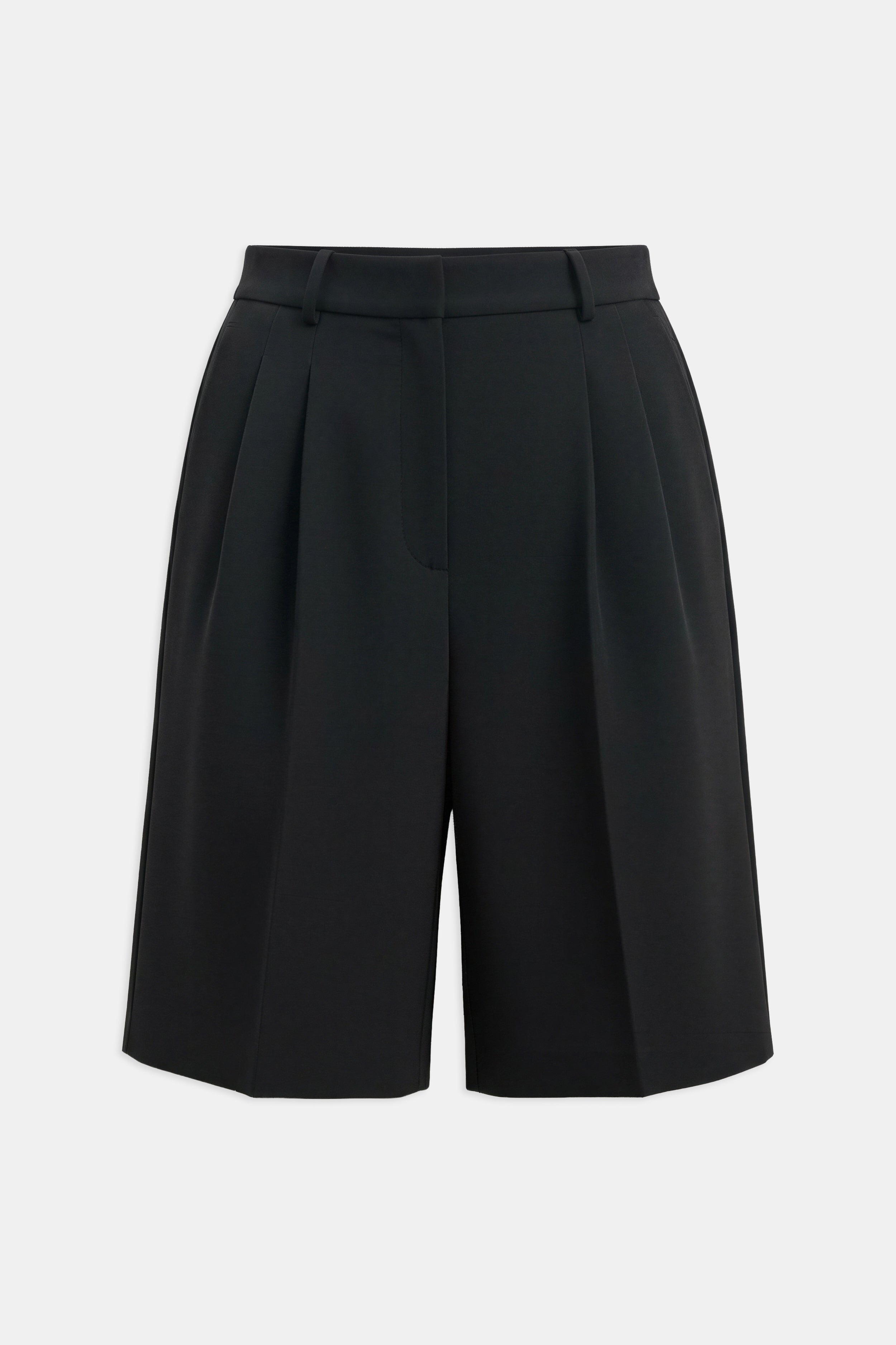 Effortless Pleated Longline Shorts - Black
