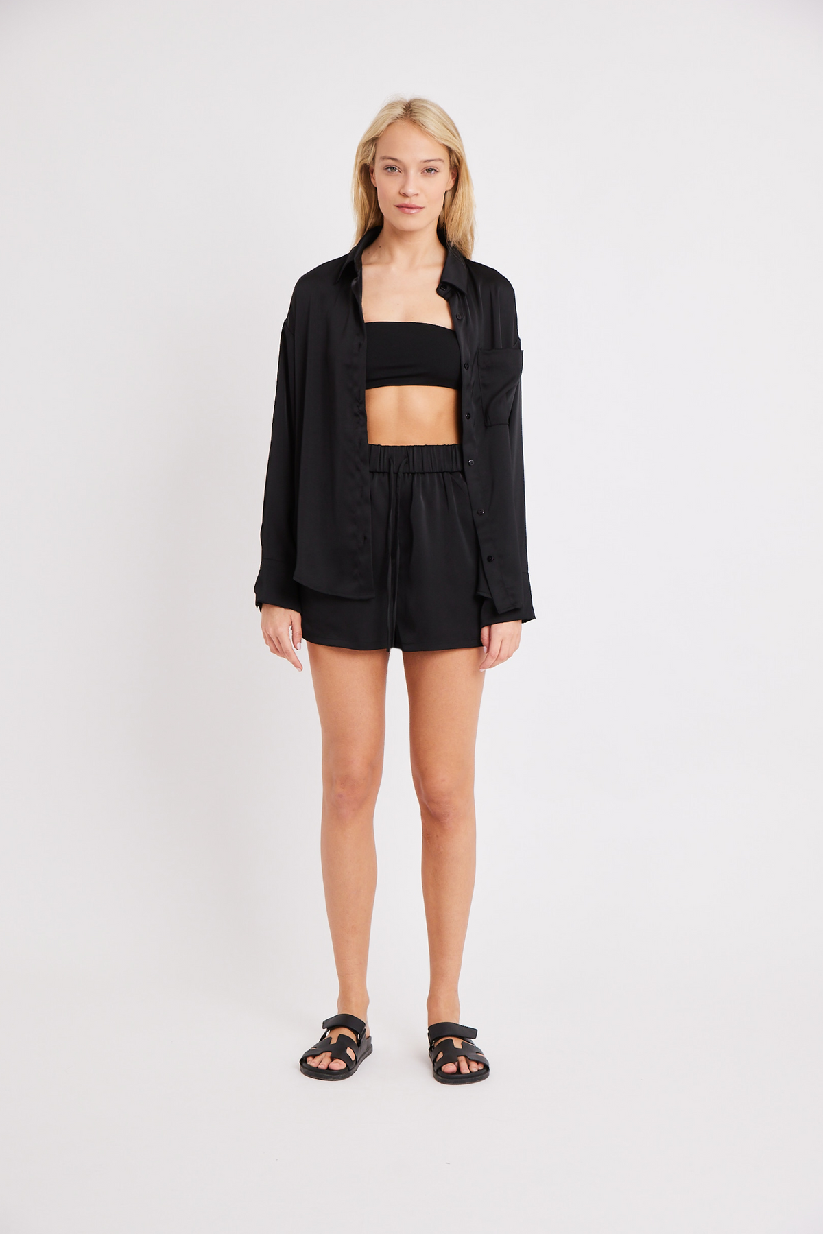 Relaxed Satin Shirt - Black