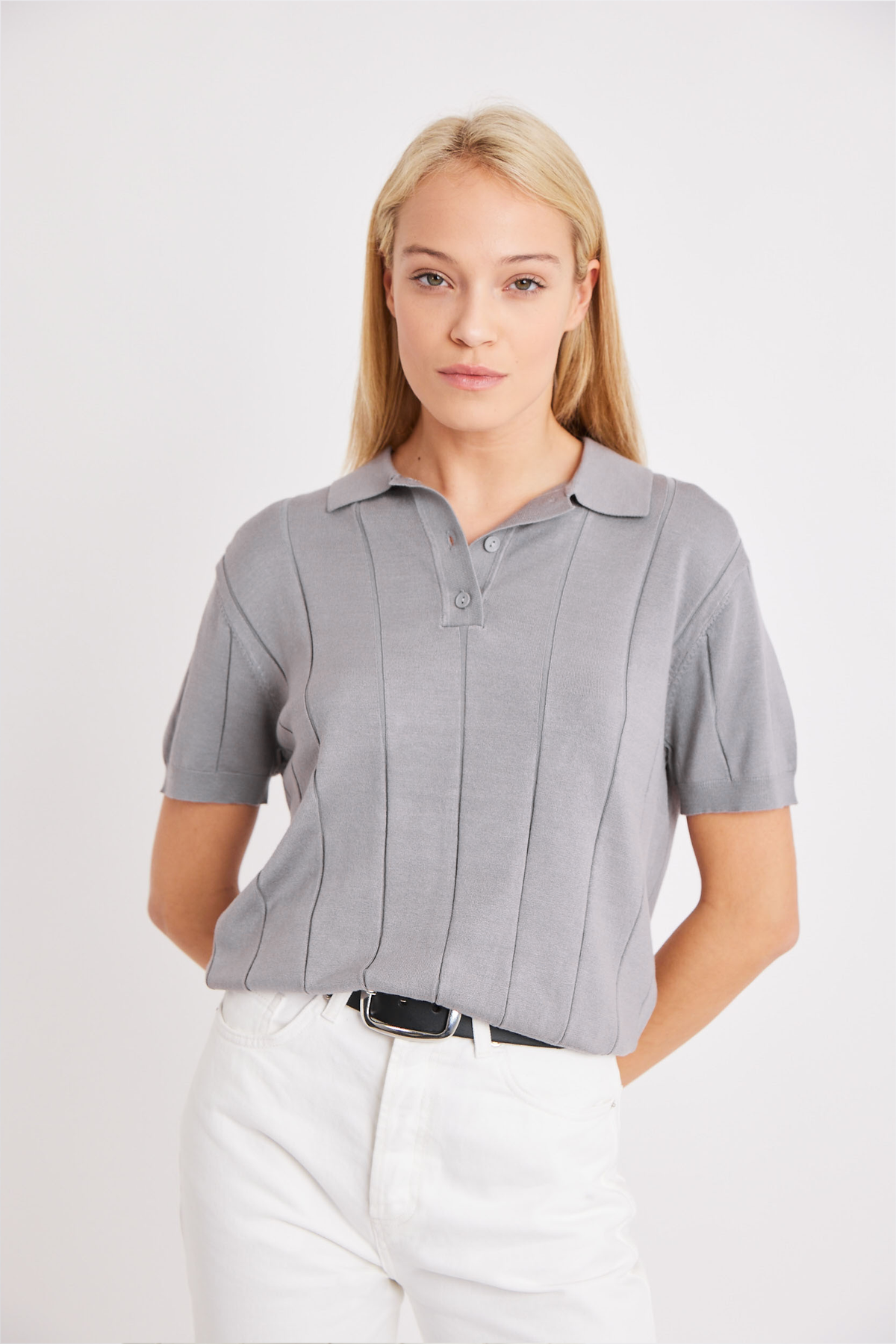 Knit Polo Shirt - Steel Blue