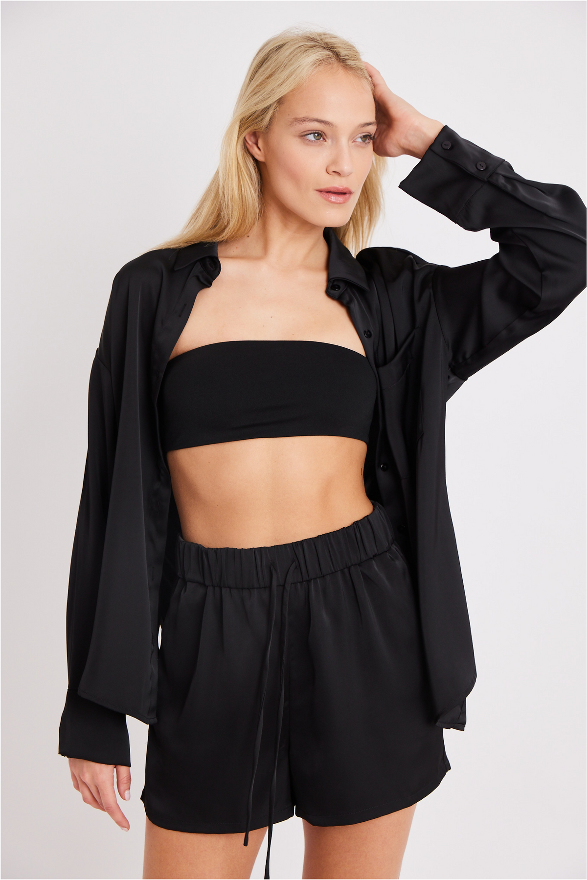 Relaxed Satin Shirt - Black