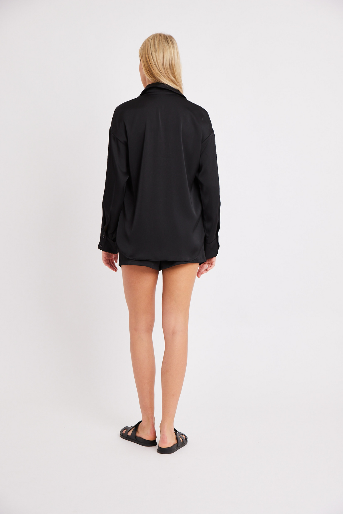 Relaxed Satin Shirt - Black