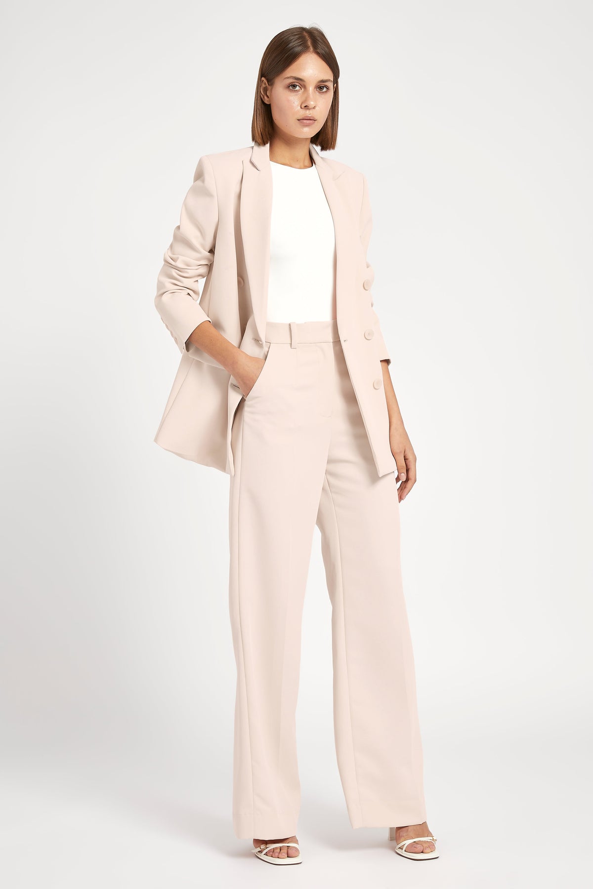 Relaxed Straight Leg Trousers - Pink