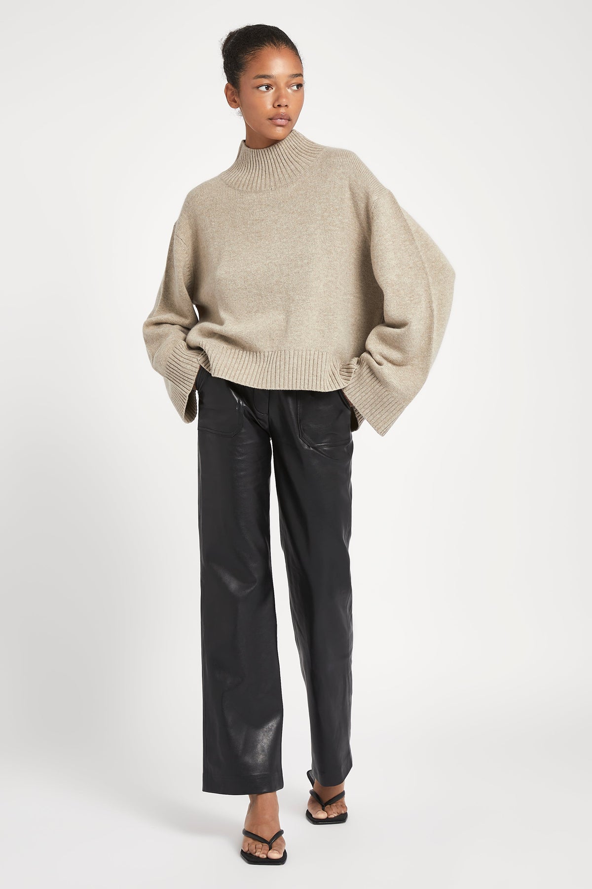 High Neck Cashmere Jumper - Birch