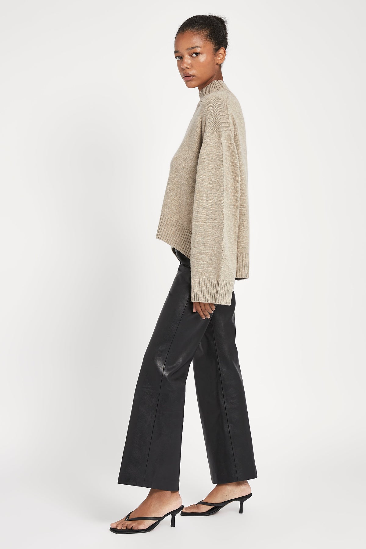 High Neck Cashmere Jumper - Birch