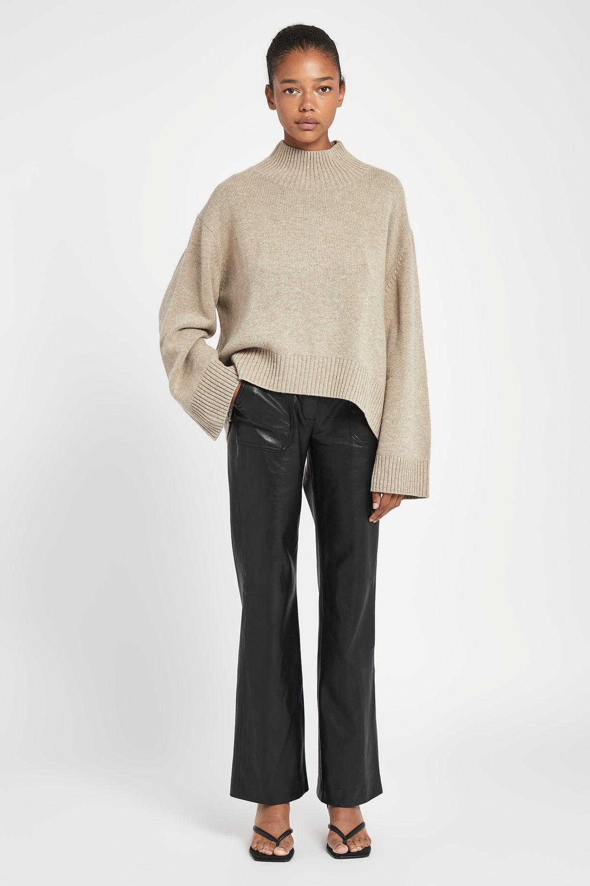 High Neck Cashmere Jumper - Birch