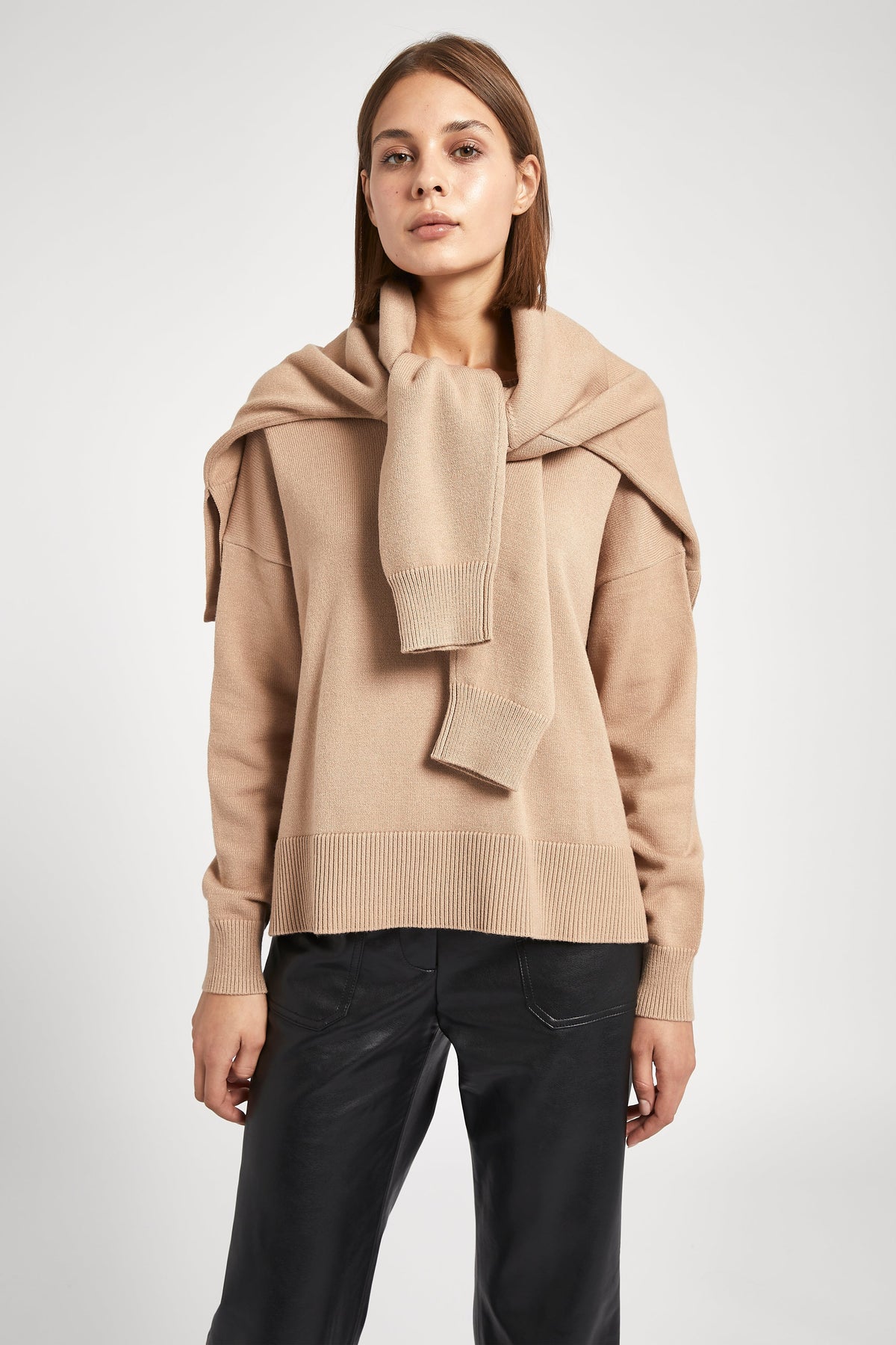 Relaxed Dropped Shoulder Jumper - Taupe