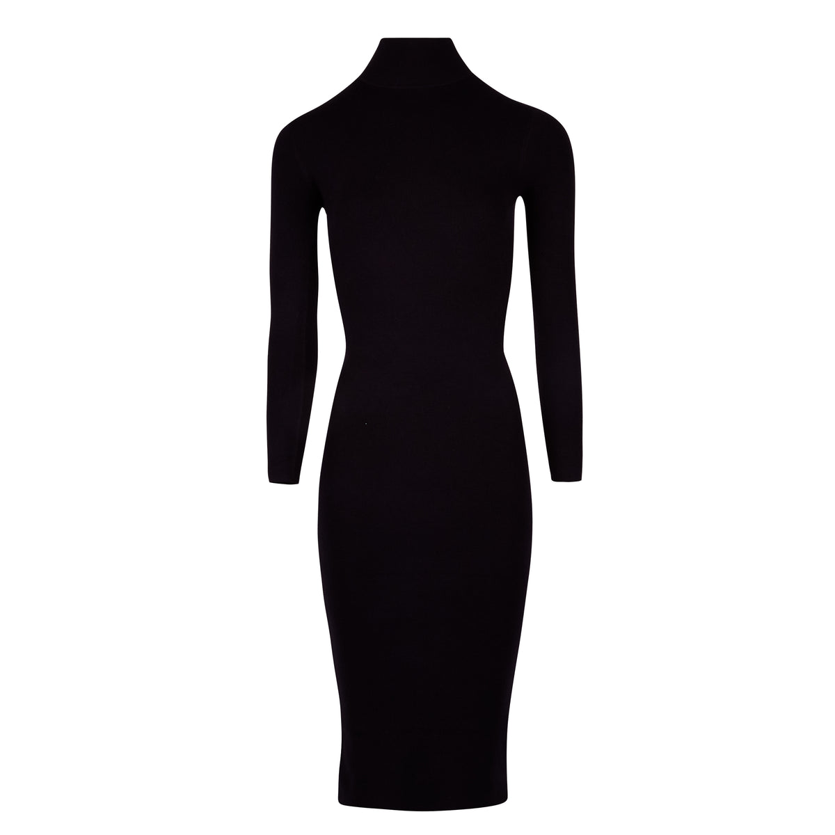Fine Knit Midi Dress - Black